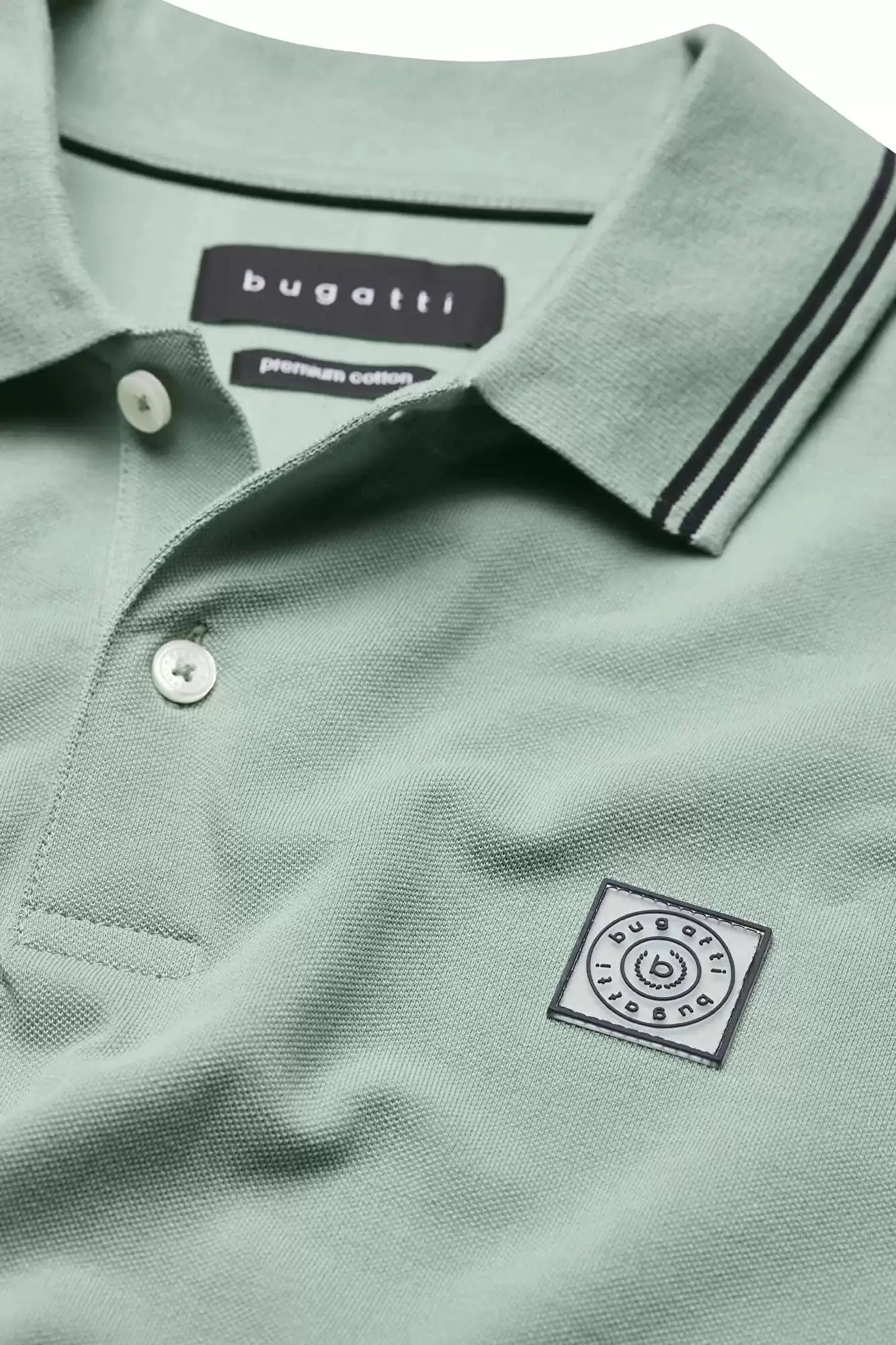 Bugatti Men's Golf T Shirt With Contrasting Stripes in Mint