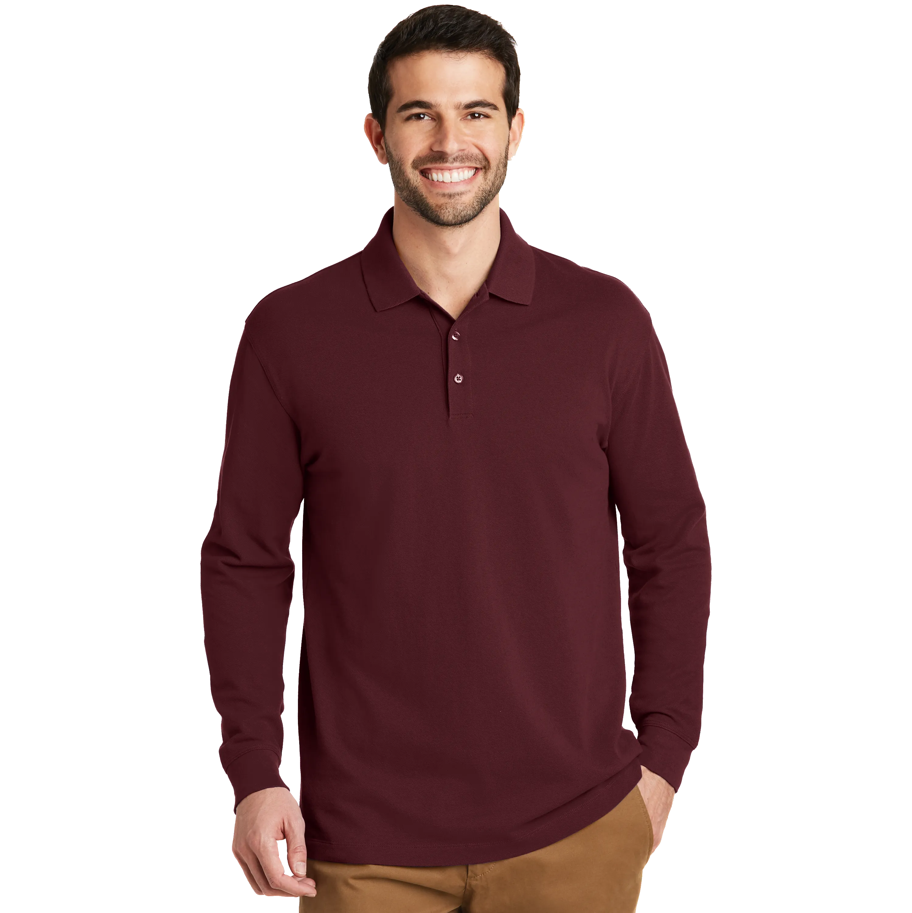 C2112 Mens Long Sleeve EZ Cotton Polo