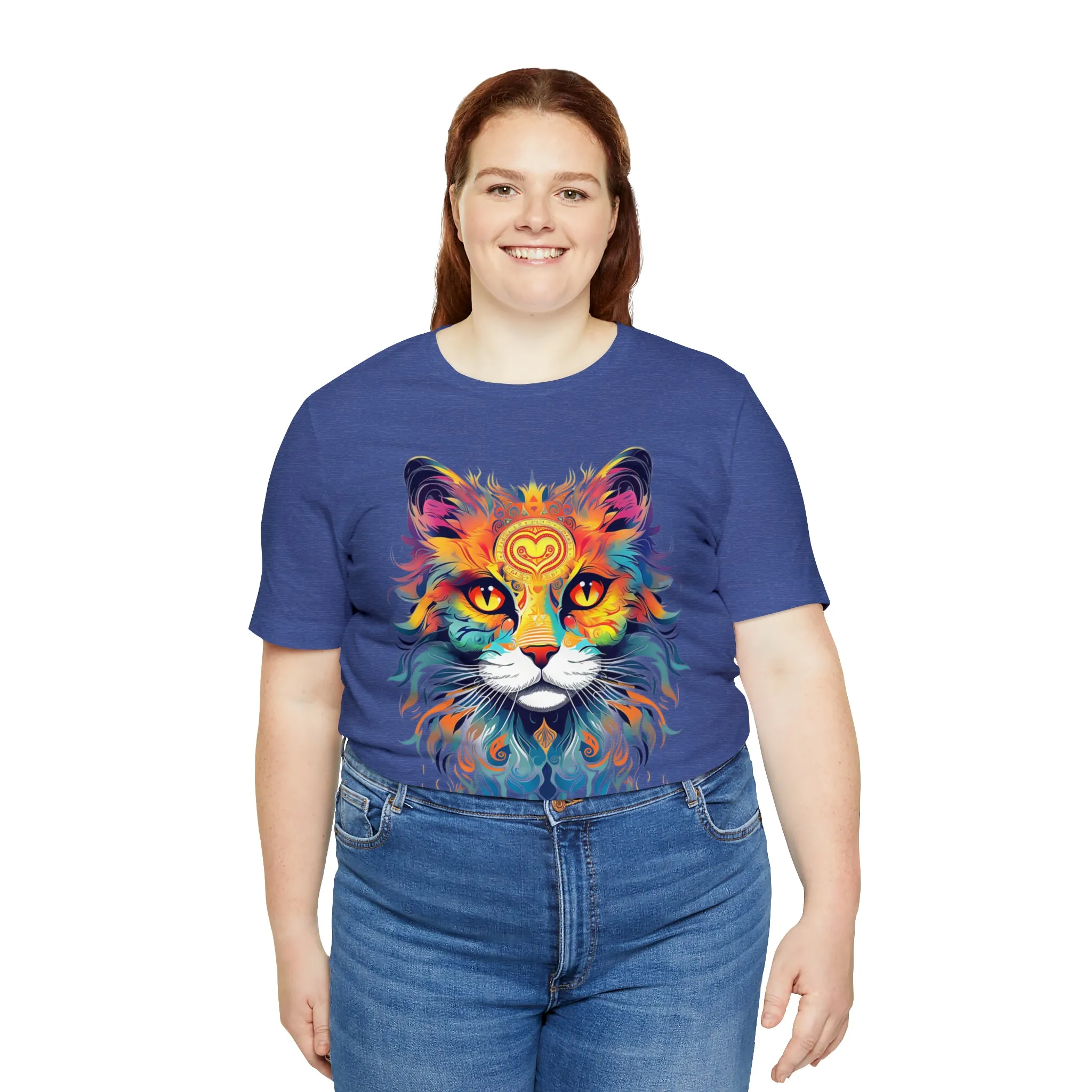 Cat Lovers Colorful T-Shirt | Artistic Kitty Tee |  Bella Canvas 3001 Unisex |  Love my Cat Short Sleeve Tshirt