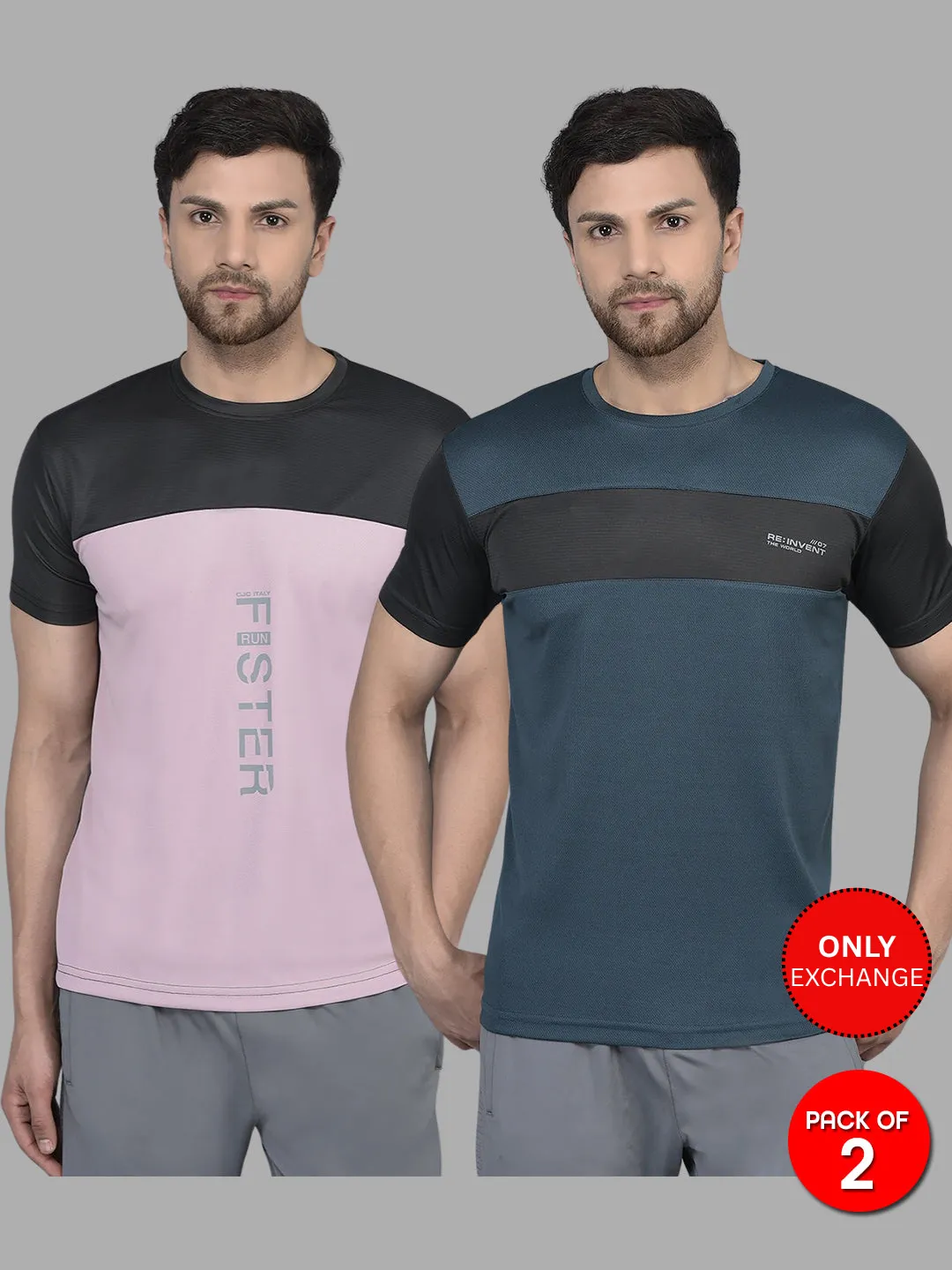 COBB MEN'S PACK OF 2 ROUND NECK ACTIVE WEAR COMBO T-SHIRT