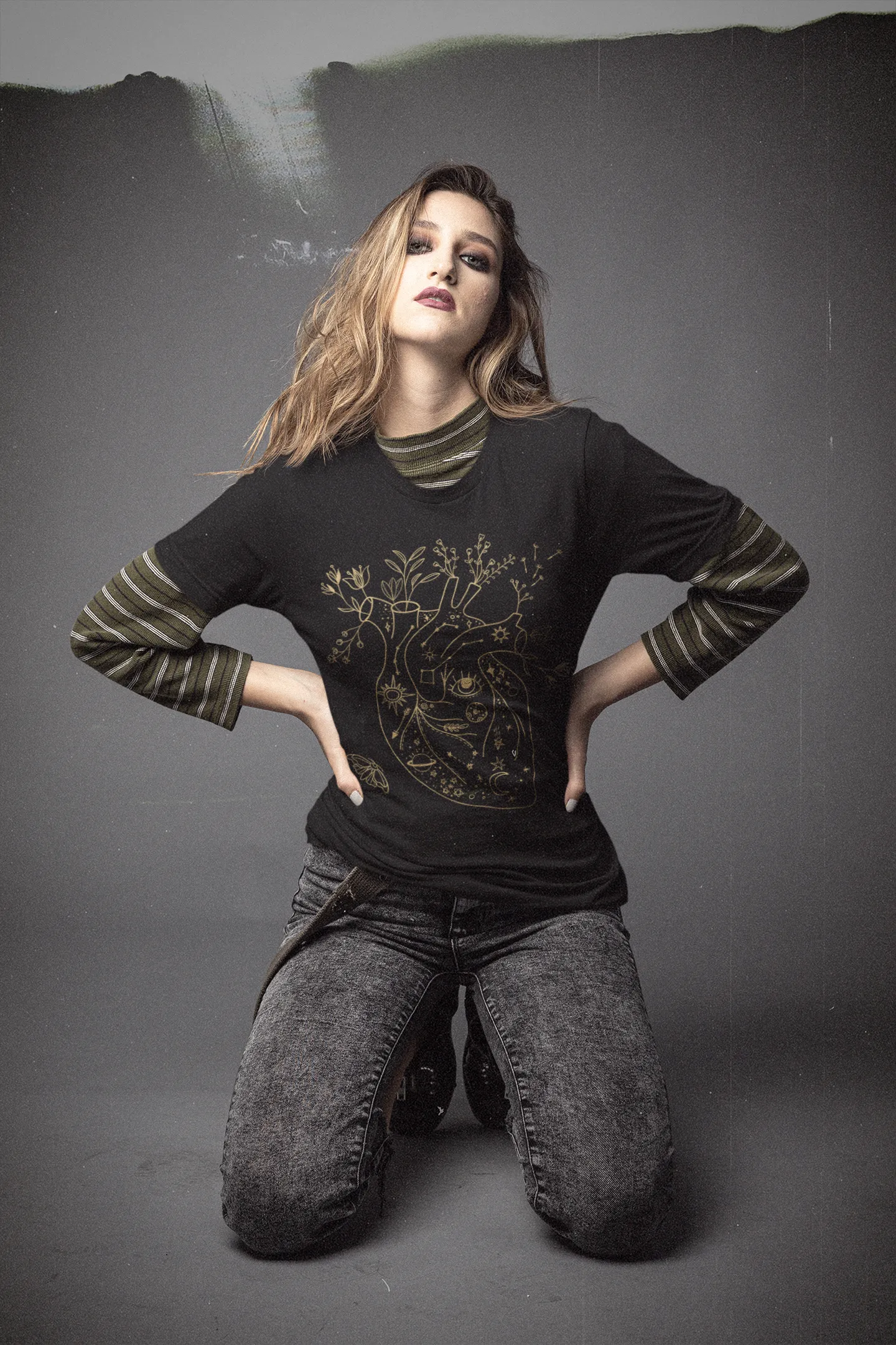 Earth Witch Heart Black Tee