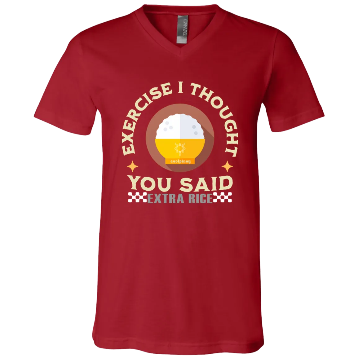 Exercise I Thought You Said Extra Rice Yellow Unisex Jersey V-Neck T-Shirt