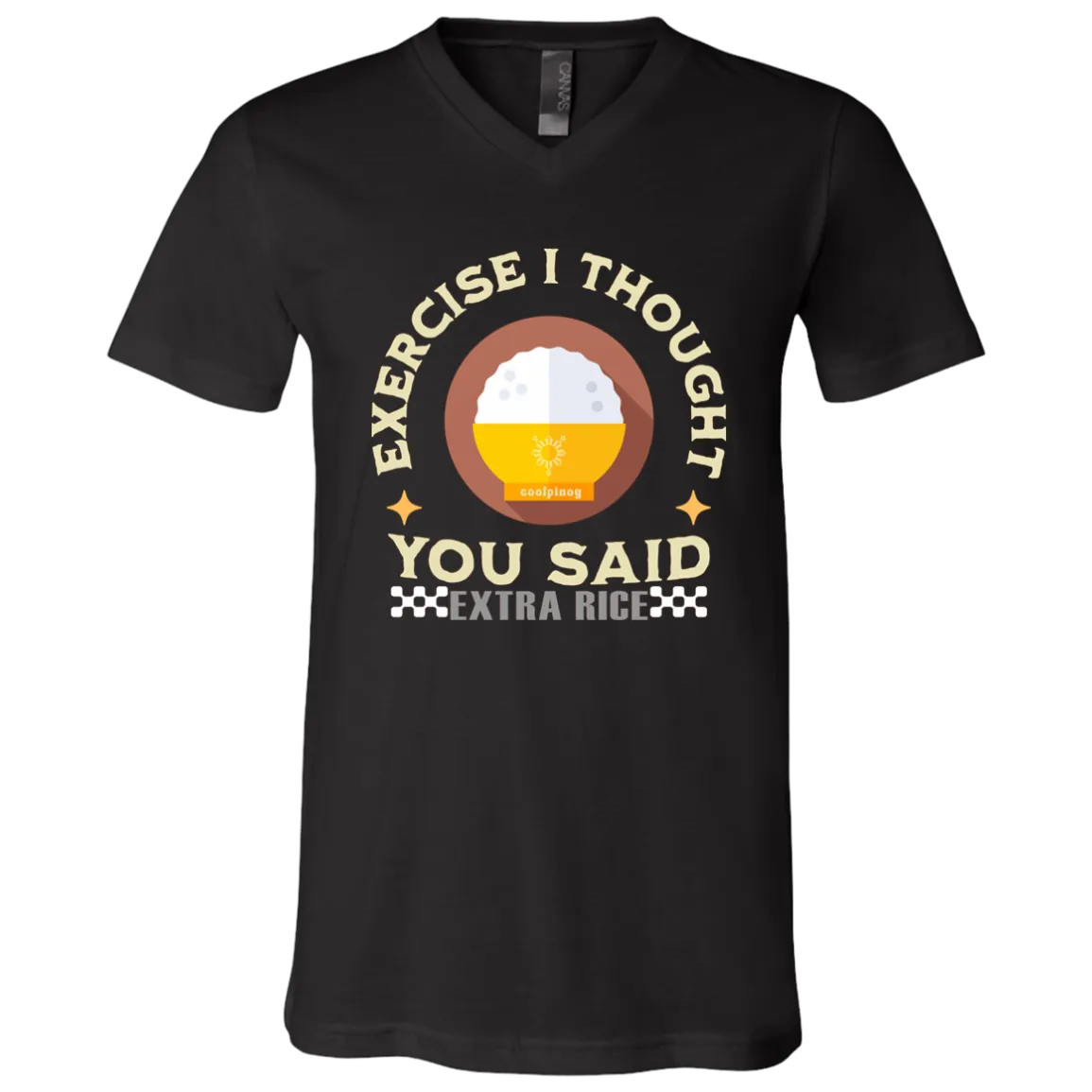 Exercise I Thought You Said Extra Rice Yellow Unisex Jersey V-Neck T-Shirt