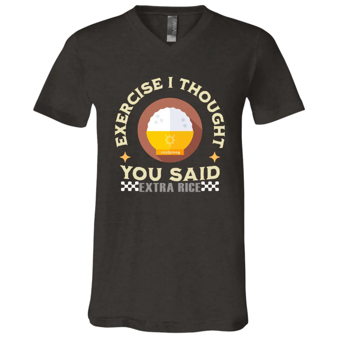 Exercise I Thought You Said Extra Rice Yellow Unisex Jersey V-Neck T-Shirt