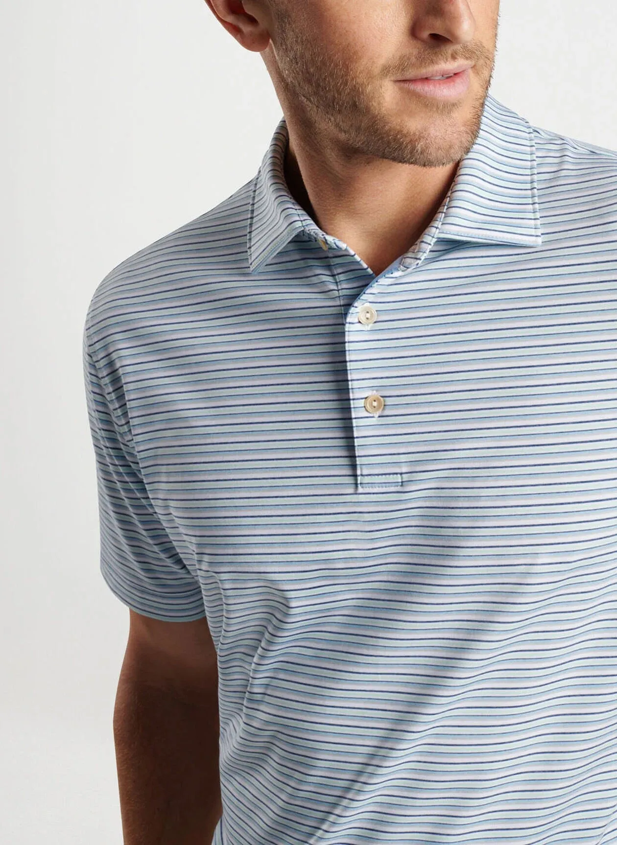 Fairmont Performance Jersey Polo (White/Cottage Blue)