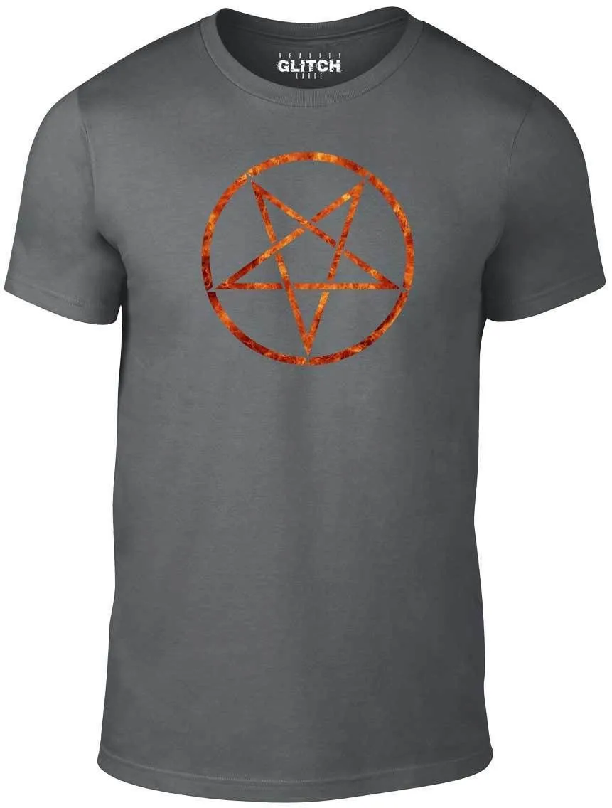 Flaming Pentagram Mens T-Shirt