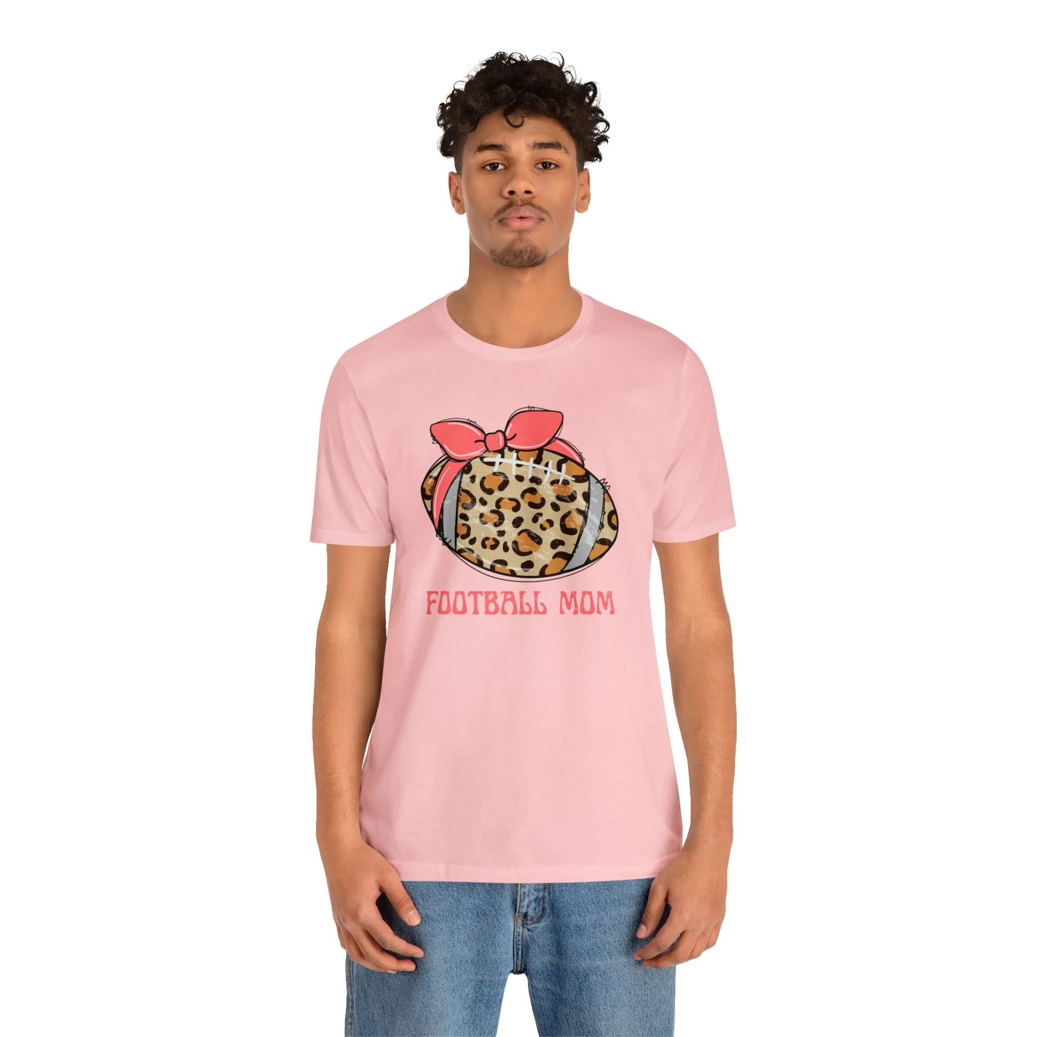 Football Mom Peach T-Shirt | Sports Mom Tee |  Bella Canvas 3001 Unisex |  Mama Short Sleeve Tshirt
