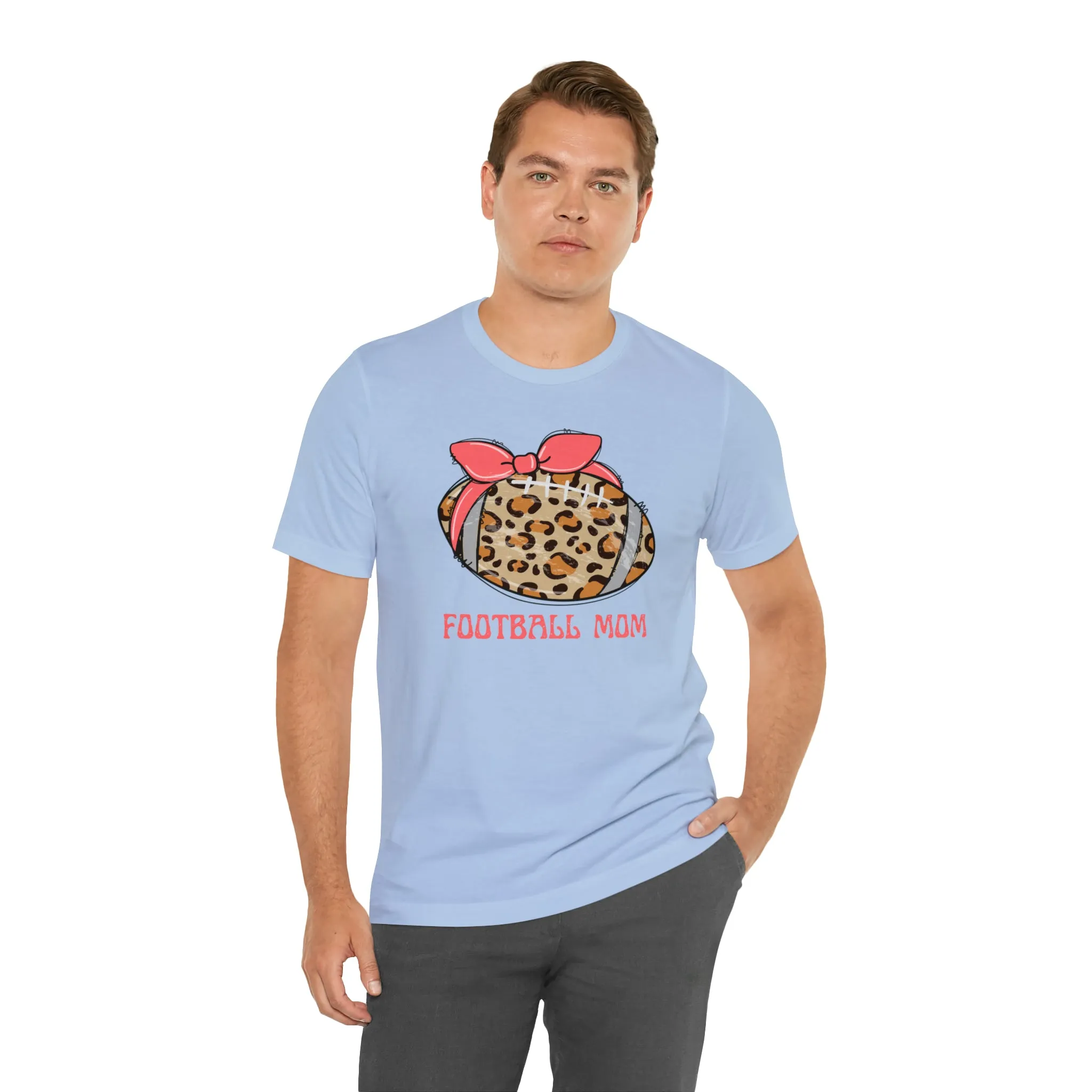 Football Mom Peach T-Shirt | Sports Mom Tee |  Bella Canvas 3001 Unisex |  Mama Short Sleeve Tshirt