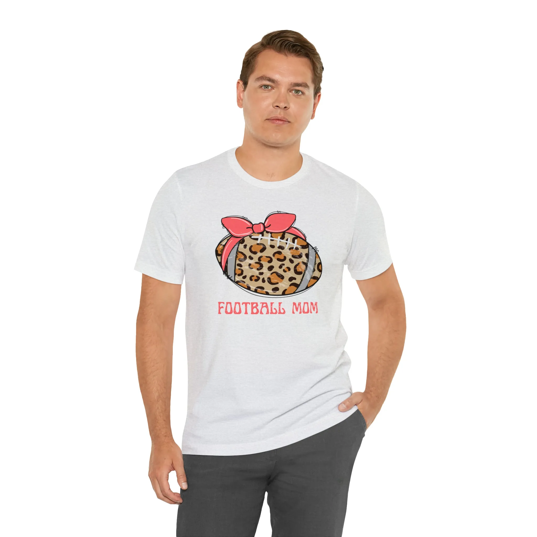 Football Mom Peach T-Shirt | Sports Mom Tee |  Bella Canvas 3001 Unisex |  Mama Short Sleeve Tshirt