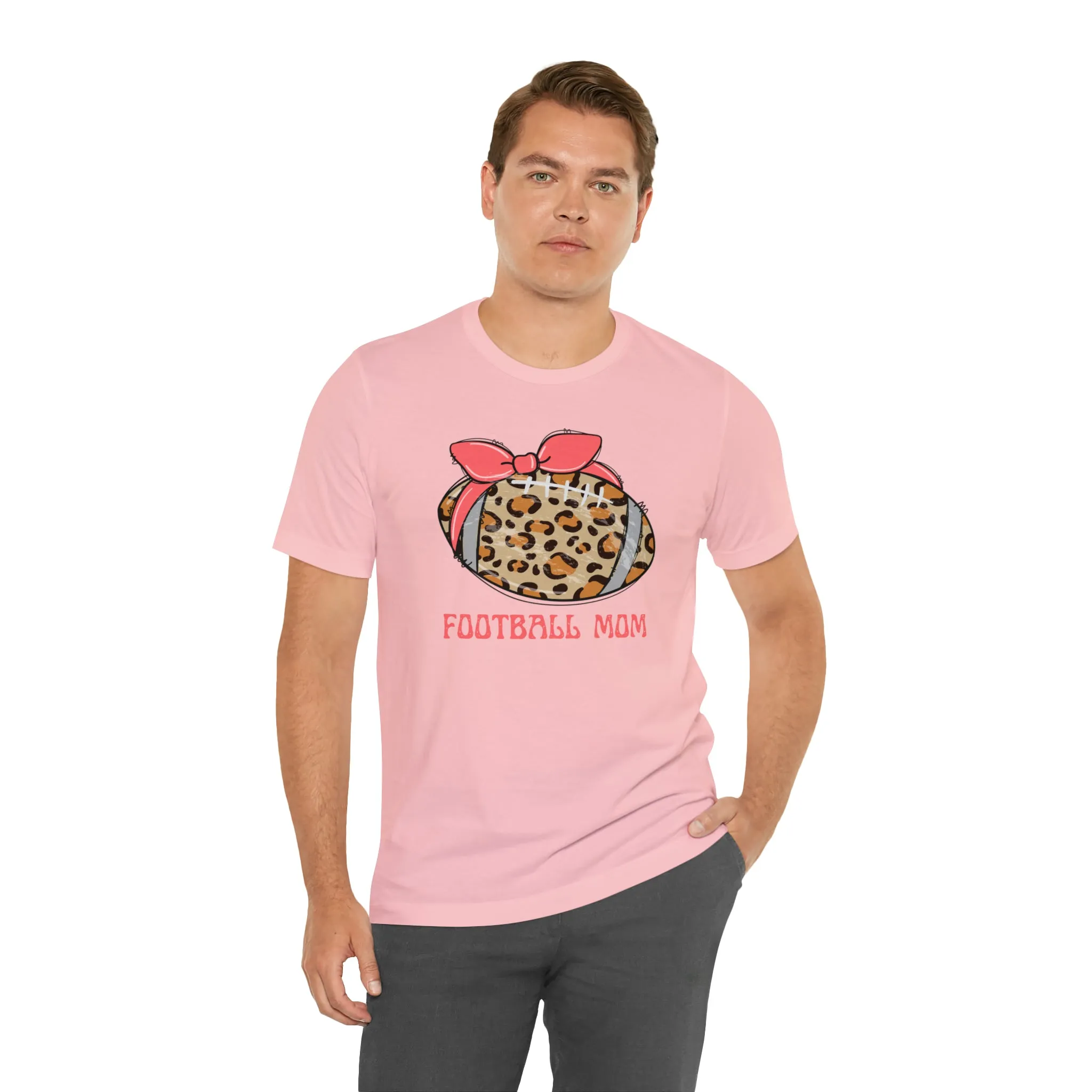 Football Mom Peach T-Shirt | Sports Mom Tee |  Bella Canvas 3001 Unisex |  Mama Short Sleeve Tshirt