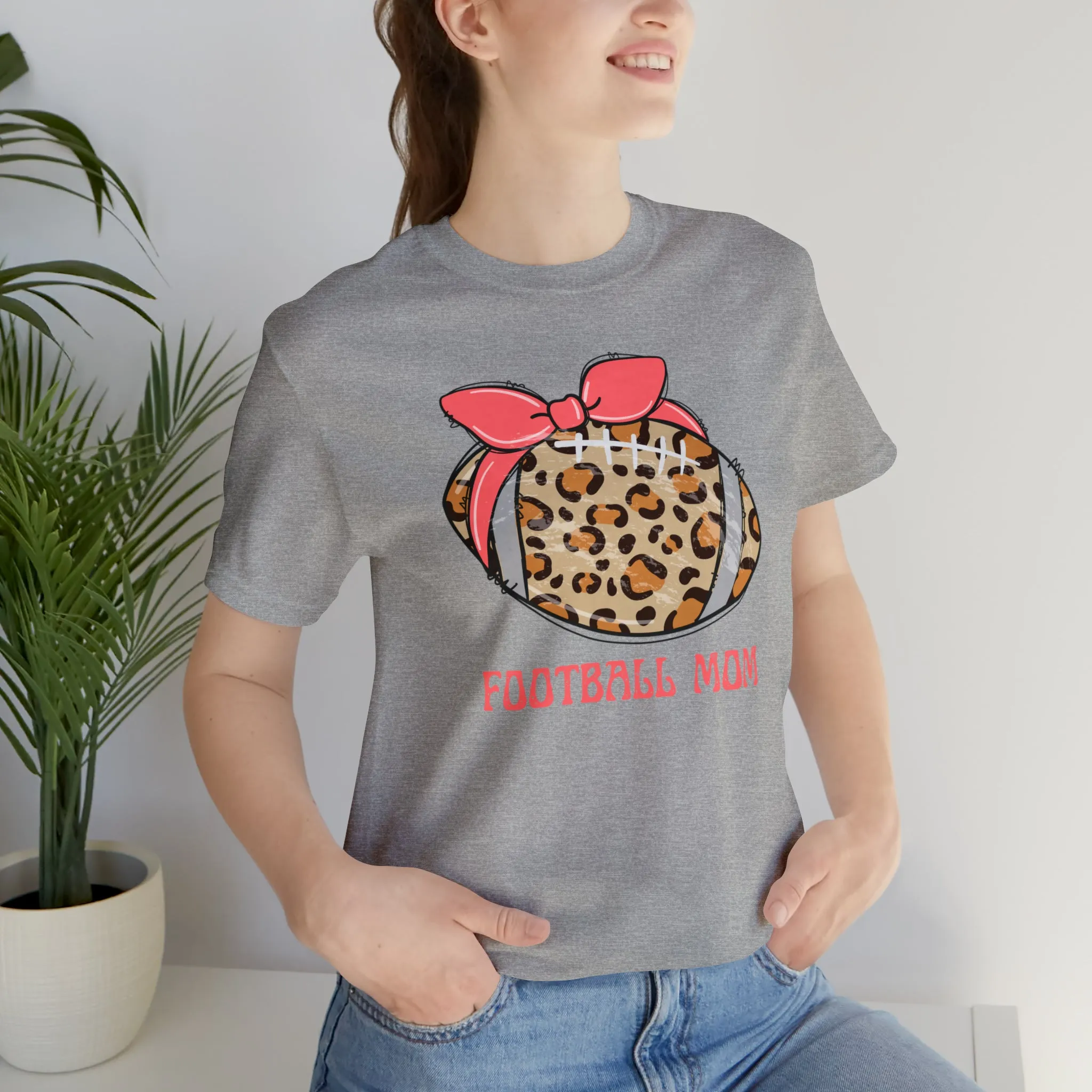 Football Mom Peach T-Shirt | Sports Mom Tee |  Bella Canvas 3001 Unisex |  Mama Short Sleeve Tshirt
