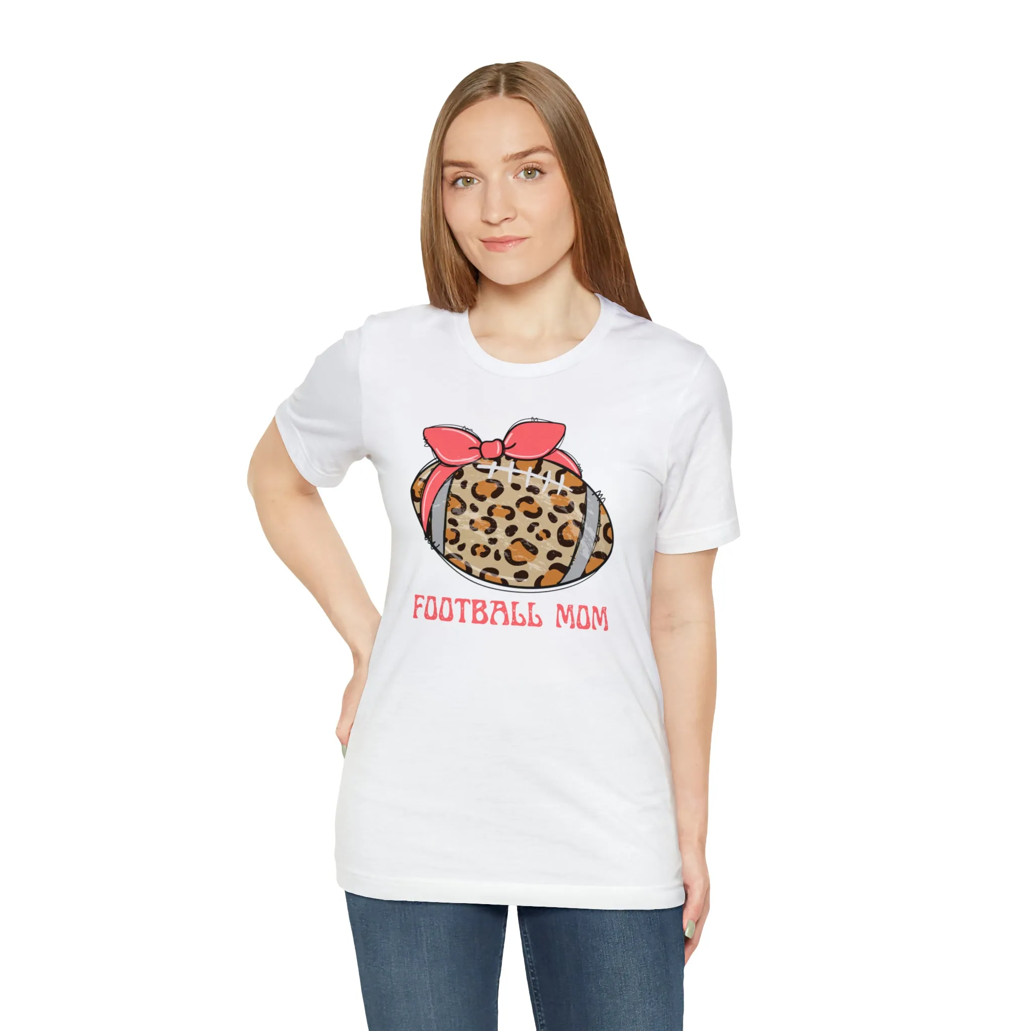 Football Mom Peach T-Shirt | Sports Mom Tee |  Bella Canvas 3001 Unisex |  Mama Short Sleeve Tshirt