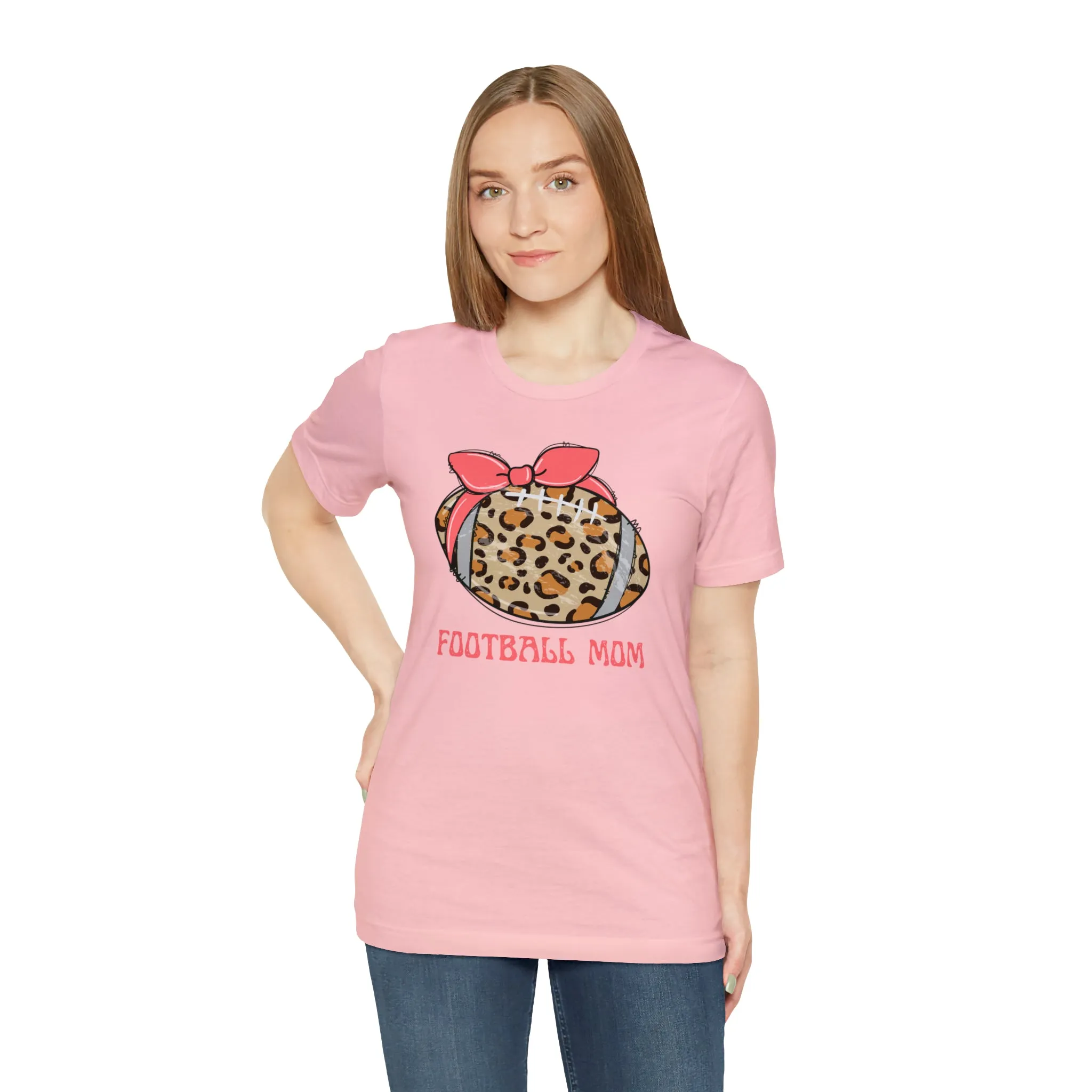 Football Mom Peach T-Shirt | Sports Mom Tee |  Bella Canvas 3001 Unisex |  Mama Short Sleeve Tshirt
