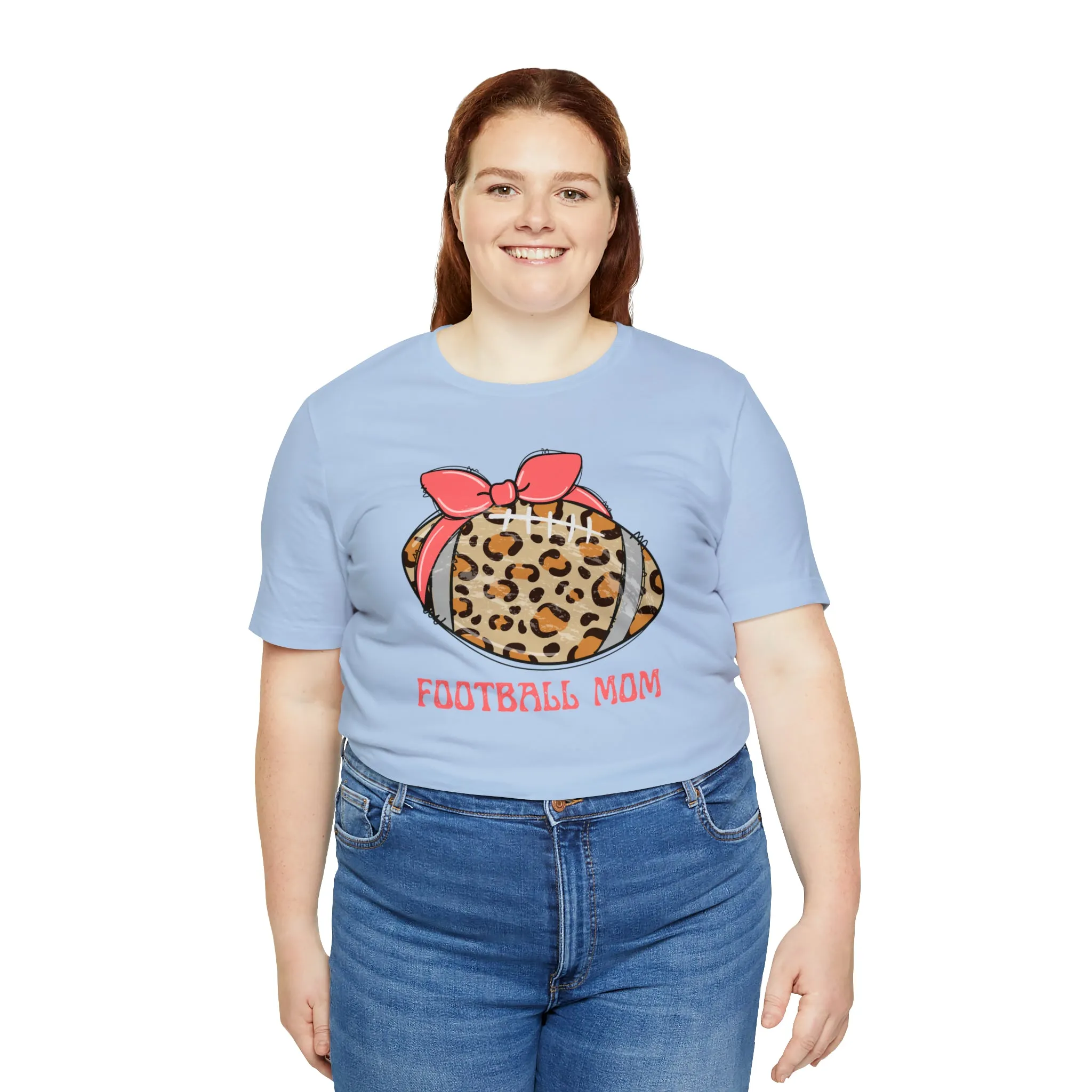 Football Mom Peach T-Shirt | Sports Mom Tee |  Bella Canvas 3001 Unisex |  Mama Short Sleeve Tshirt