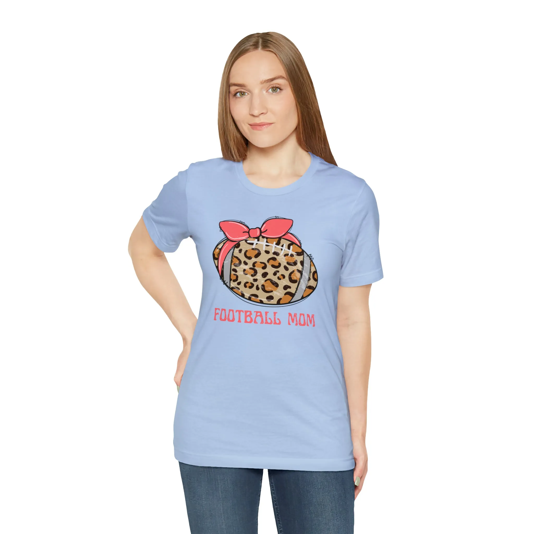 Football Mom Peach T-Shirt | Sports Mom Tee |  Bella Canvas 3001 Unisex |  Mama Short Sleeve Tshirt