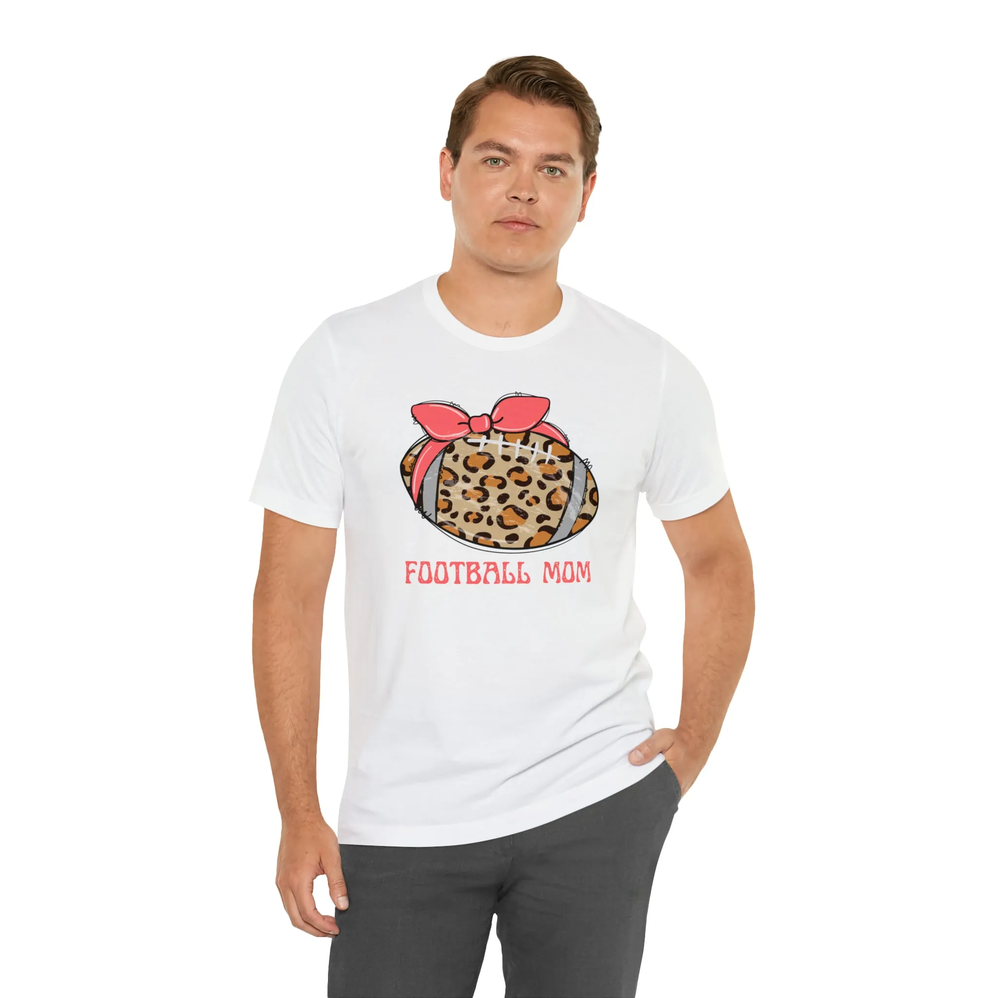 Football Mom Peach T-Shirt | Sports Mom Tee |  Bella Canvas 3001 Unisex |  Mama Short Sleeve Tshirt