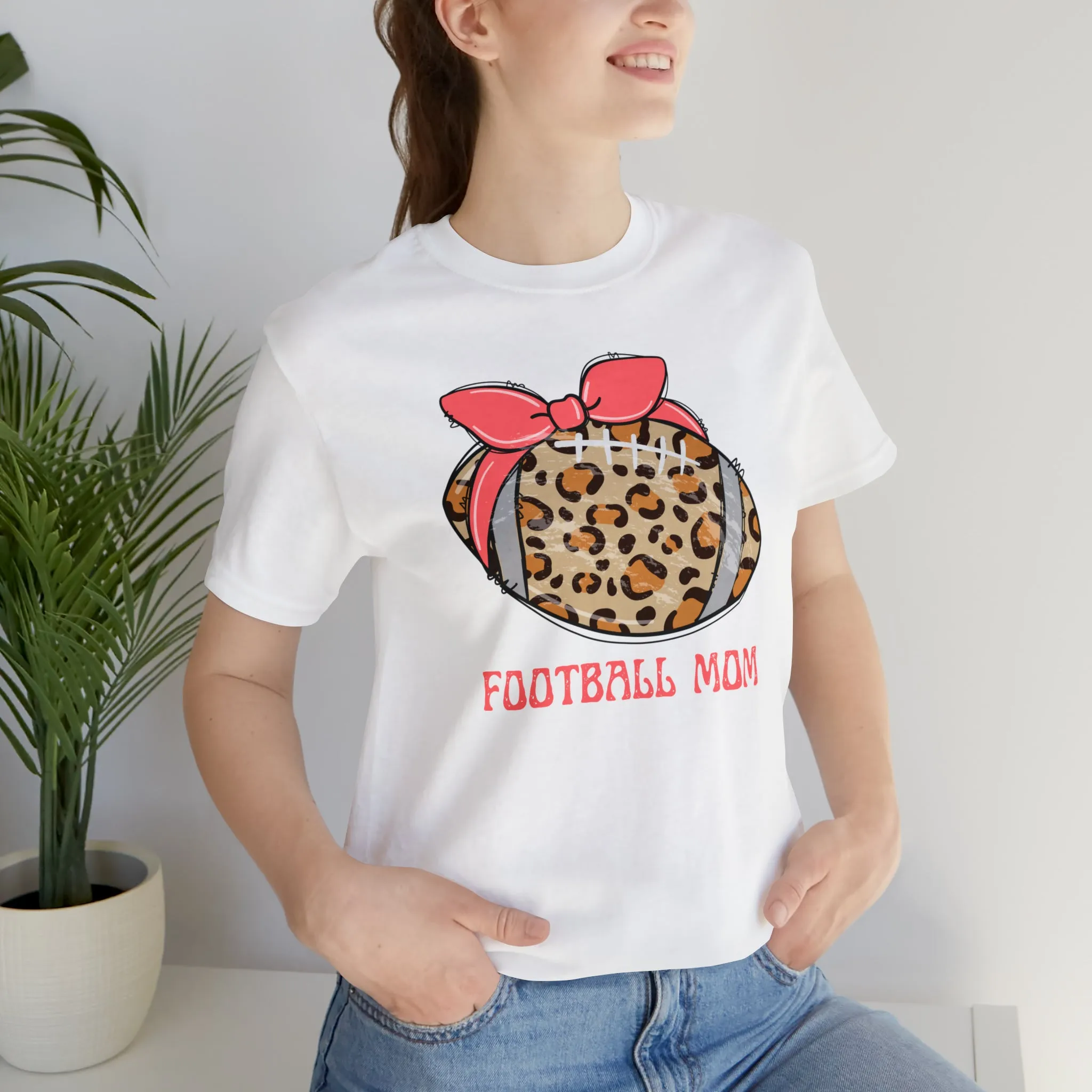 Football Mom Peach T-Shirt | Sports Mom Tee |  Bella Canvas 3001 Unisex |  Mama Short Sleeve Tshirt
