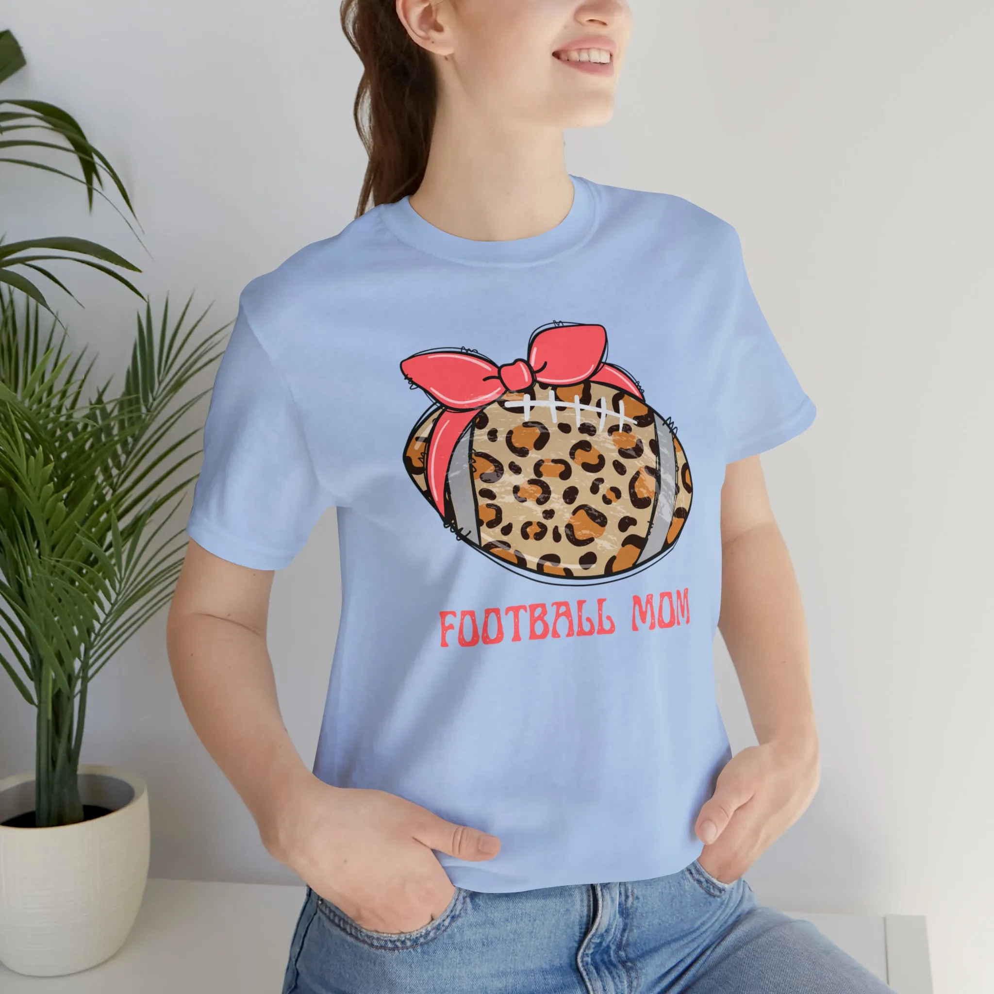 Football Mom Peach T-Shirt | Sports Mom Tee |  Bella Canvas 3001 Unisex |  Mama Short Sleeve Tshirt