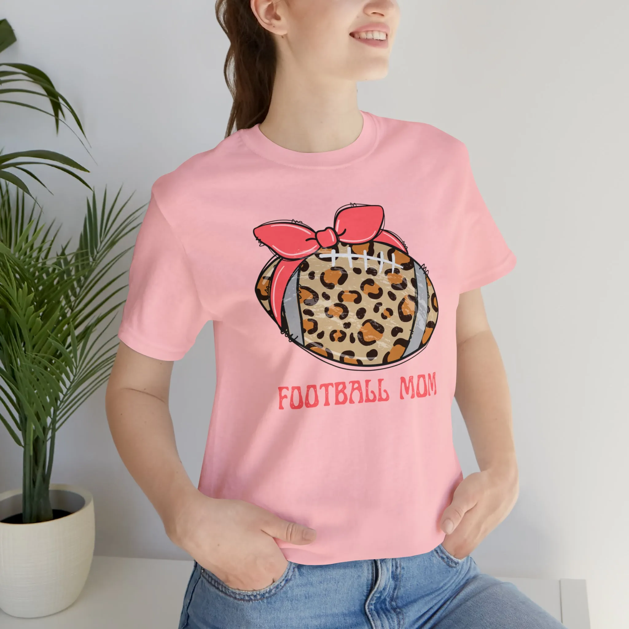 Football Mom Peach T-Shirt | Sports Mom Tee |  Bella Canvas 3001 Unisex |  Mama Short Sleeve Tshirt