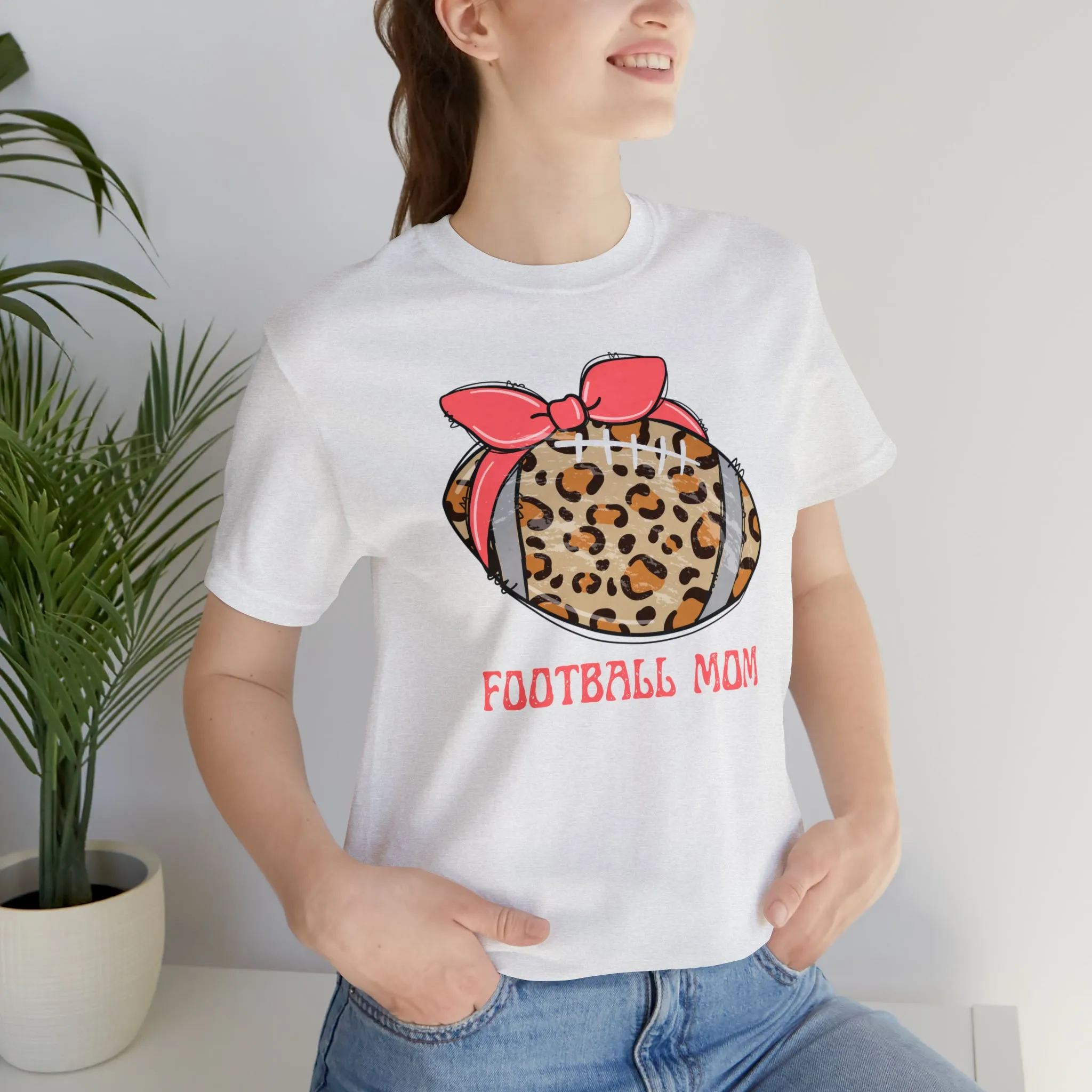 Football Mom Peach T-Shirt | Sports Mom Tee |  Bella Canvas 3001 Unisex |  Mama Short Sleeve Tshirt