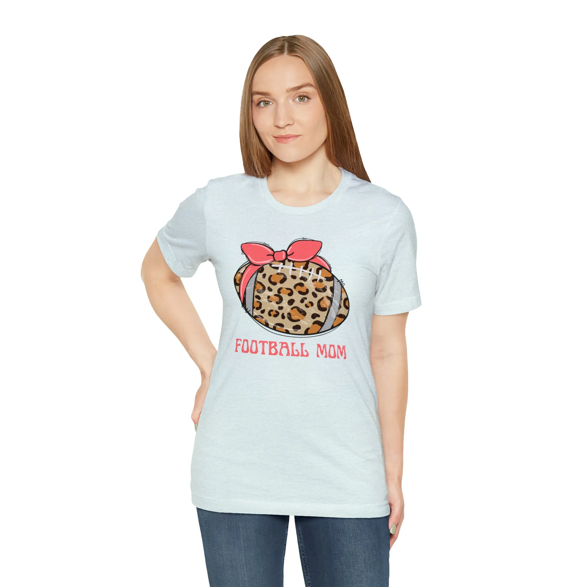 Football Mom Peach T-Shirt | Sports Mom Tee |  Bella Canvas 3001 Unisex |  Mama Short Sleeve Tshirt