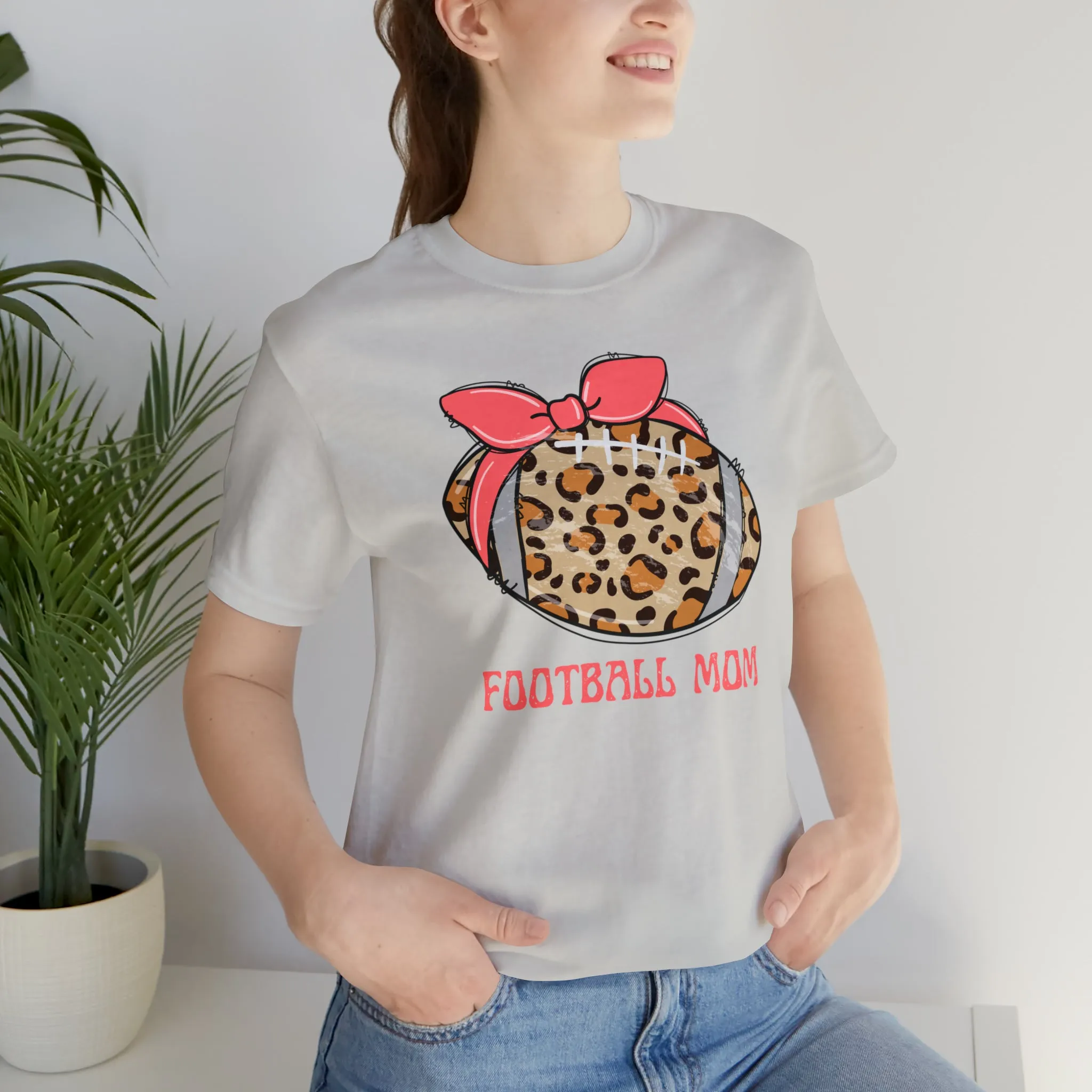Football Mom Peach T-Shirt | Sports Mom Tee |  Bella Canvas 3001 Unisex |  Mama Short Sleeve Tshirt
