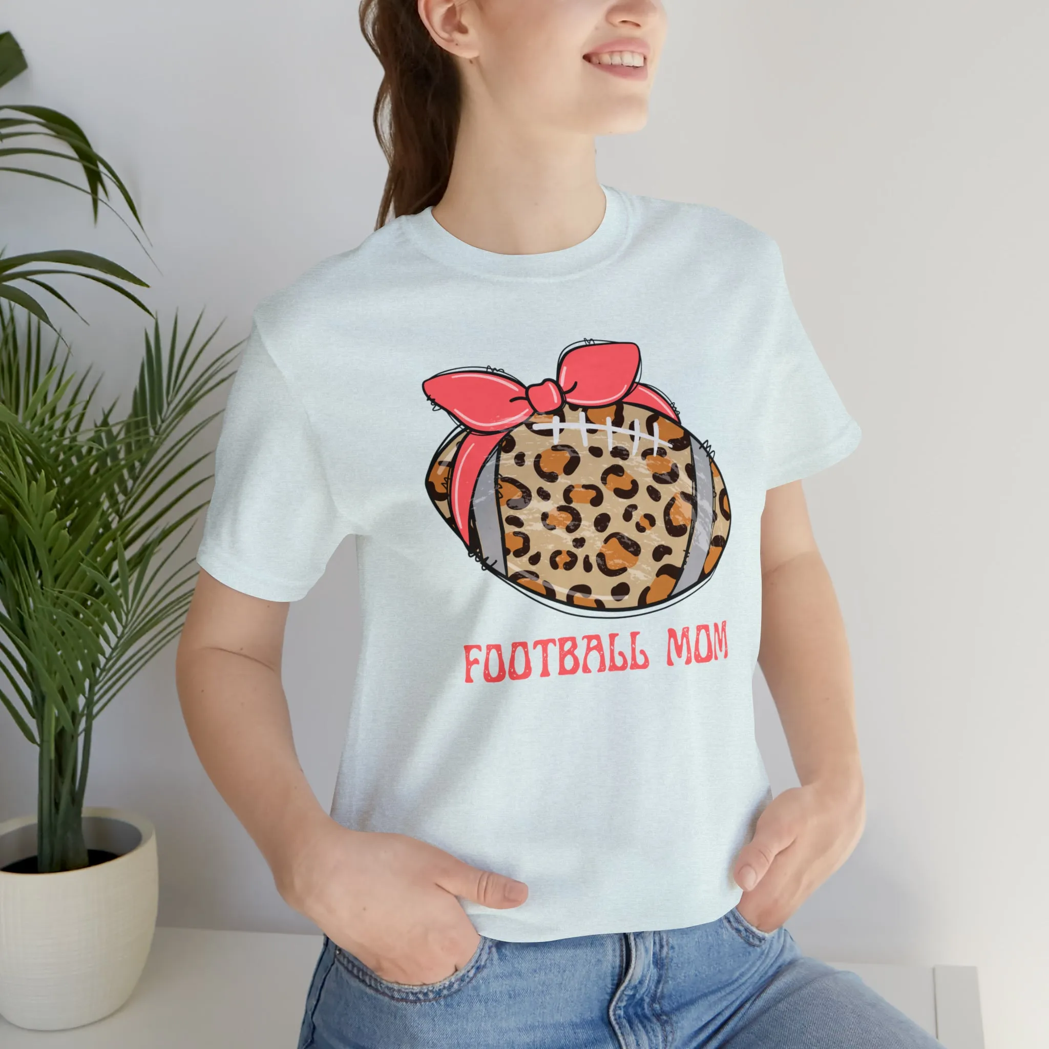 Football Mom Peach T-Shirt | Sports Mom Tee |  Bella Canvas 3001 Unisex |  Mama Short Sleeve Tshirt