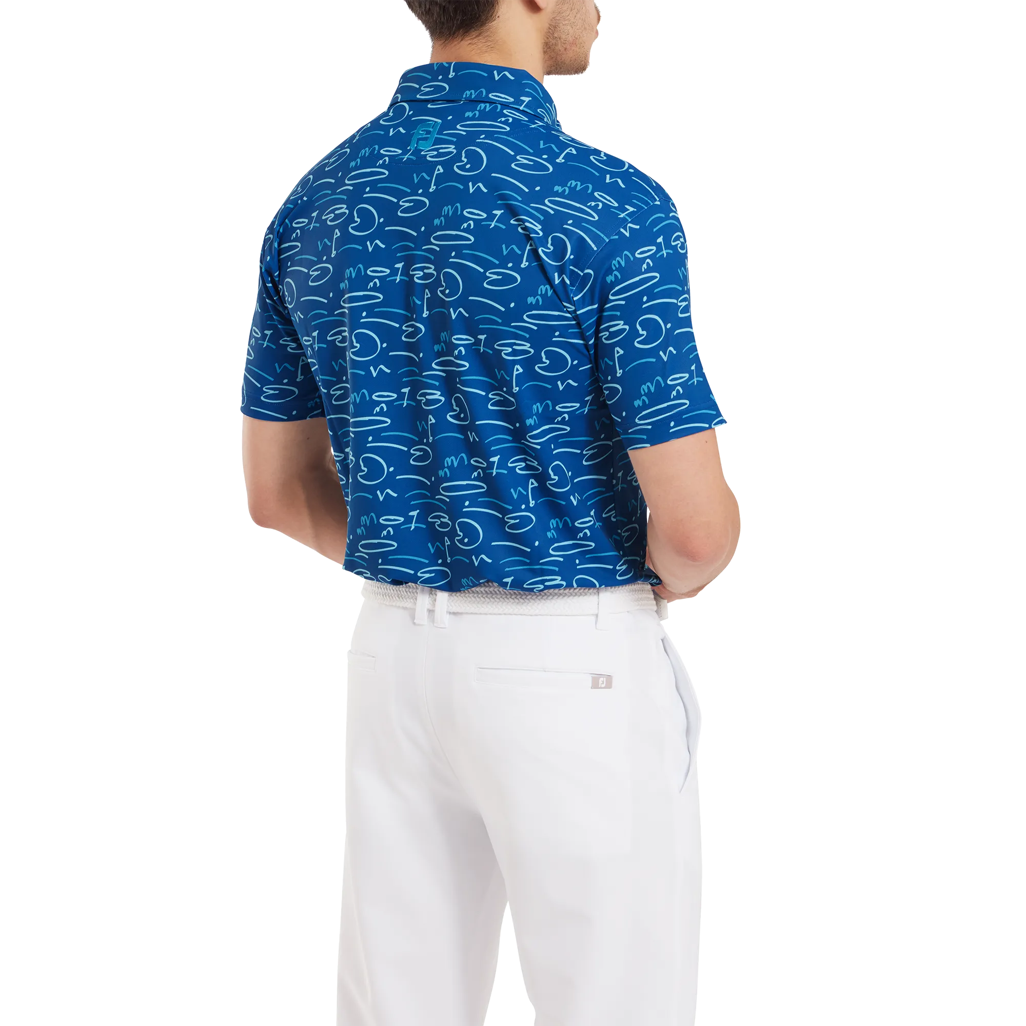 FootJoy Golf Course Doodle Pique Polo - Deep Blue