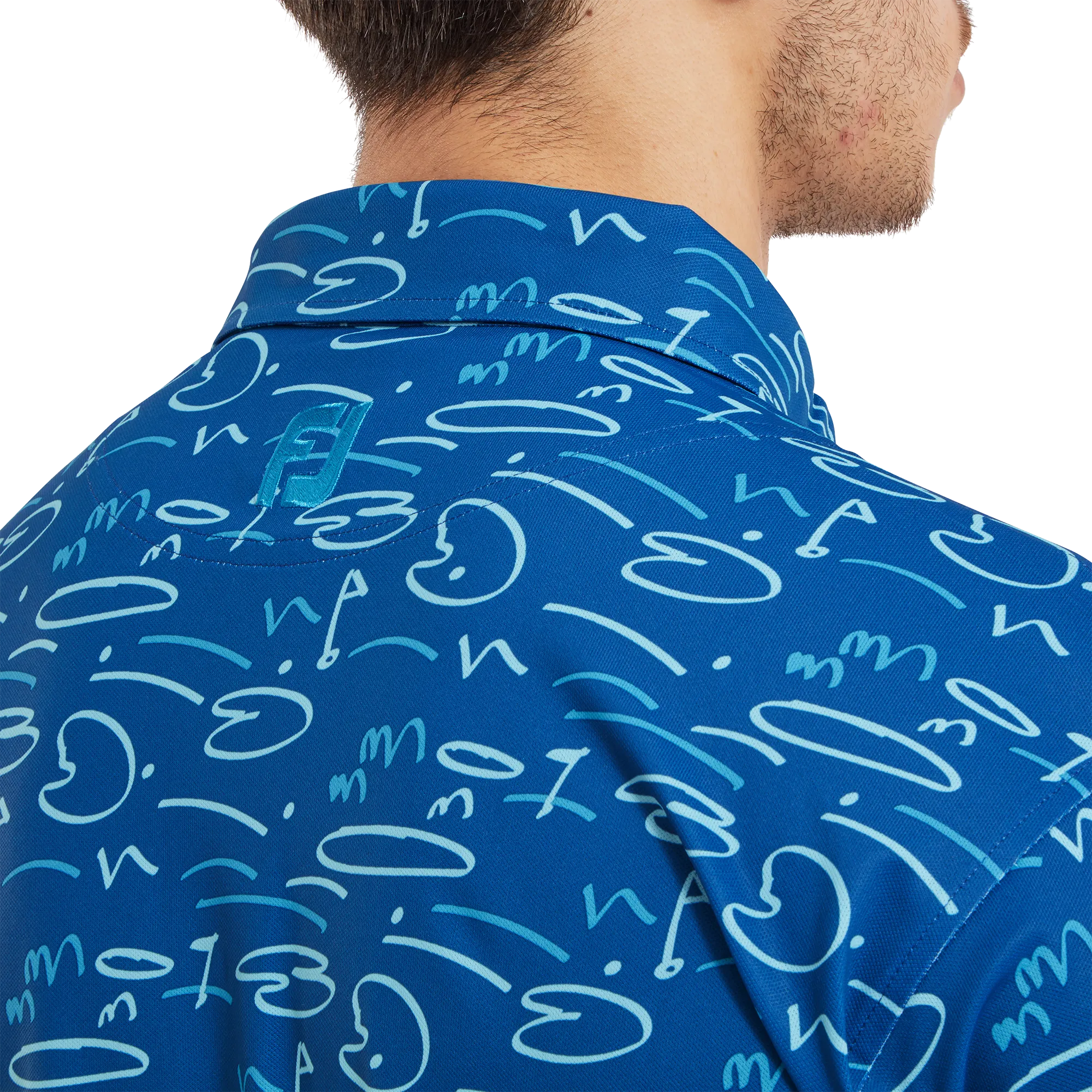 FootJoy Golf Course Doodle Pique Polo - Deep Blue