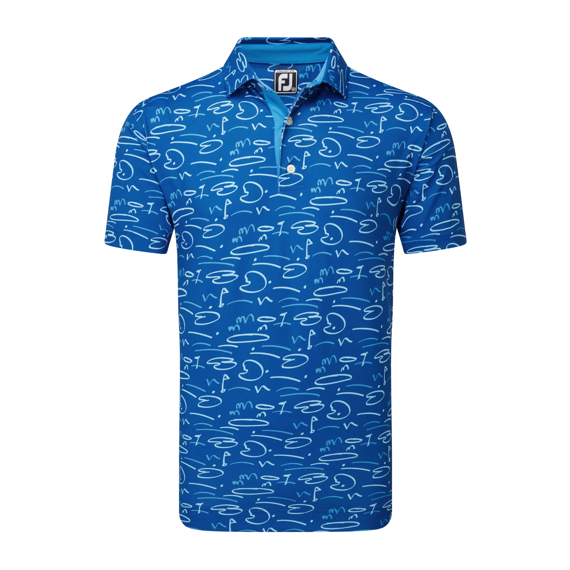 FootJoy Golf Course Doodle Pique Polo - Deep Blue