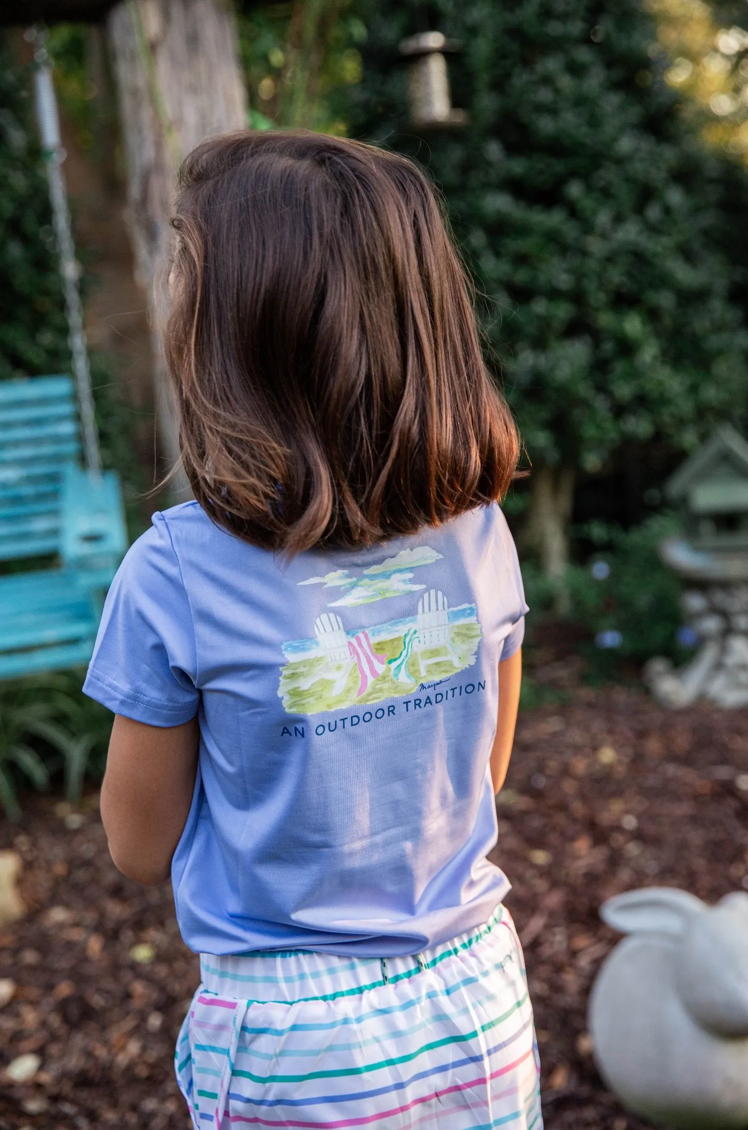 Girls Pro Performance Short Sleeve Fishing T-shirt in Coastline Blue Life's a Beach
