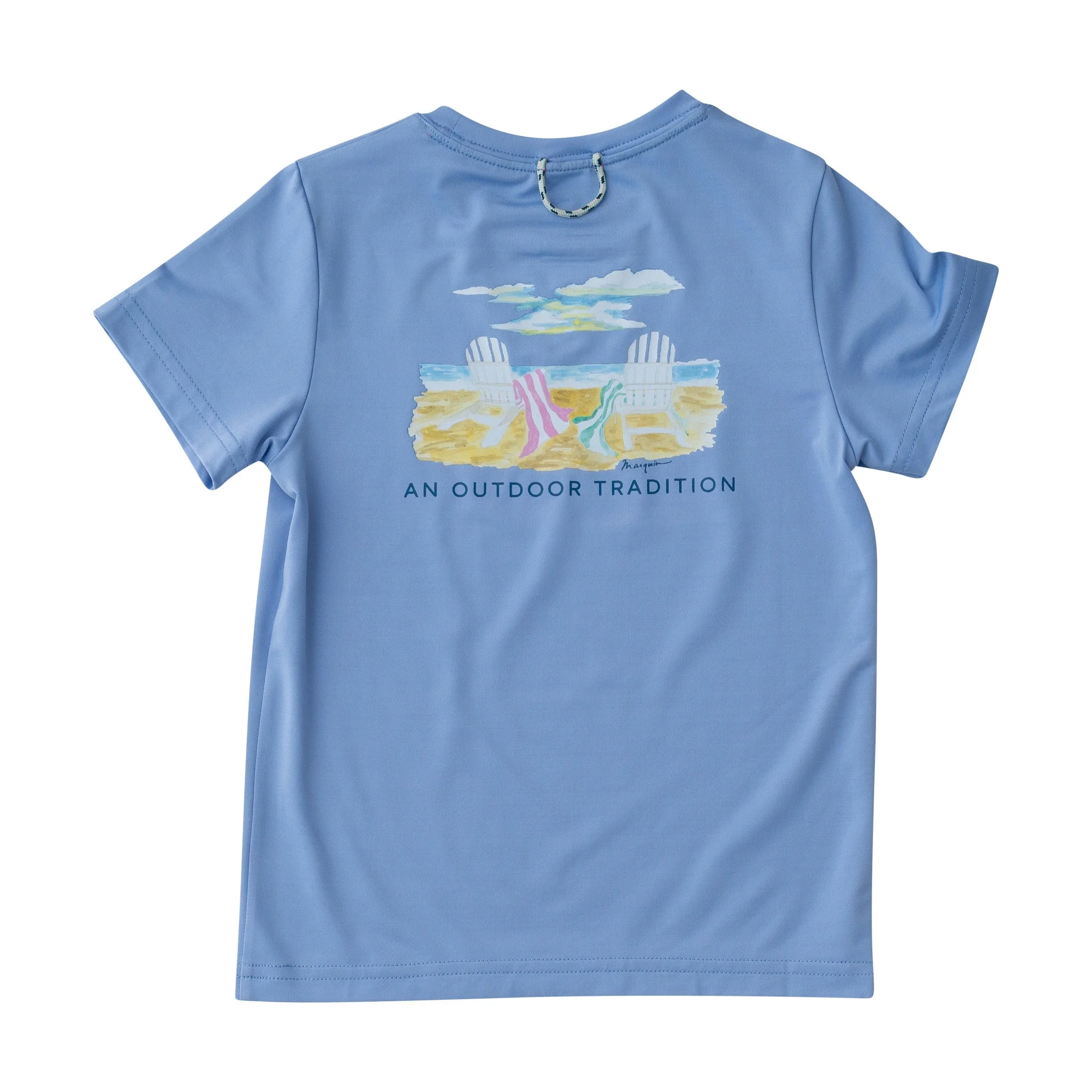 Girls Pro Performance Short Sleeve Fishing T-shirt in Coastline Blue Life's a Beach
