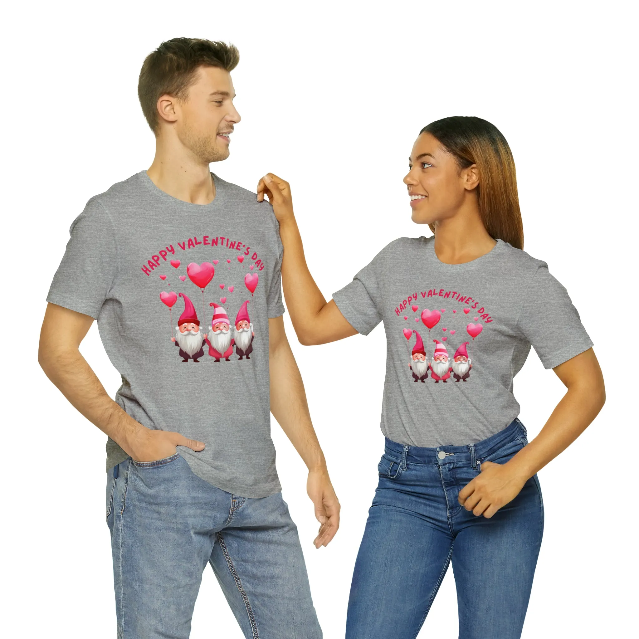 Gnomes Happy Valentine's Day T-Shirt | Sweetheart Love Tee |  Bella Canvas 3001 Unisex |  I Love You Short Sleeve Tshirt