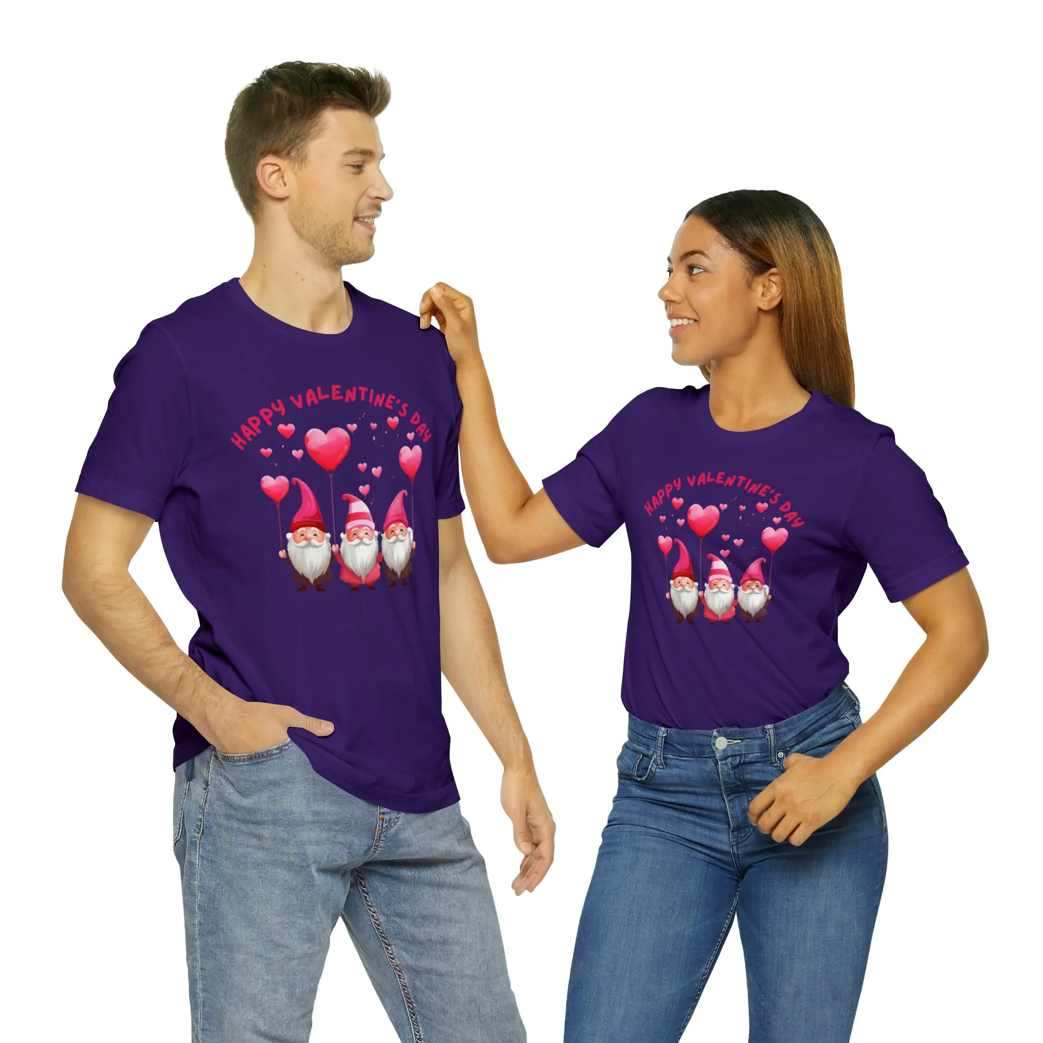 Gnomes Happy Valentine's Day T-Shirt | Sweetheart Love Tee |  Bella Canvas 3001 Unisex |  I Love You Short Sleeve Tshirt