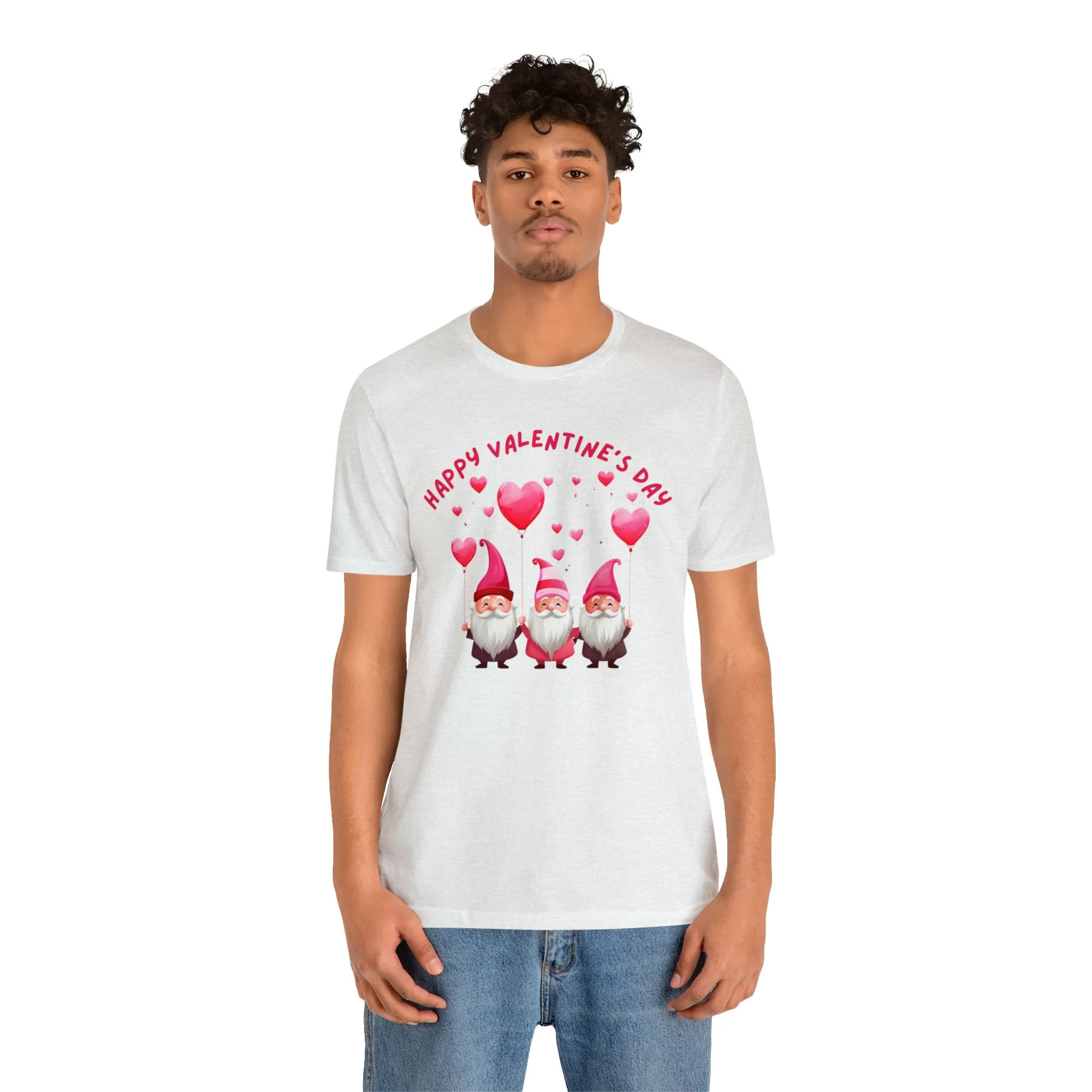 Gnomes Happy Valentine's Day T-Shirt | Sweetheart Love Tee |  Bella Canvas 3001 Unisex |  I Love You Short Sleeve Tshirt