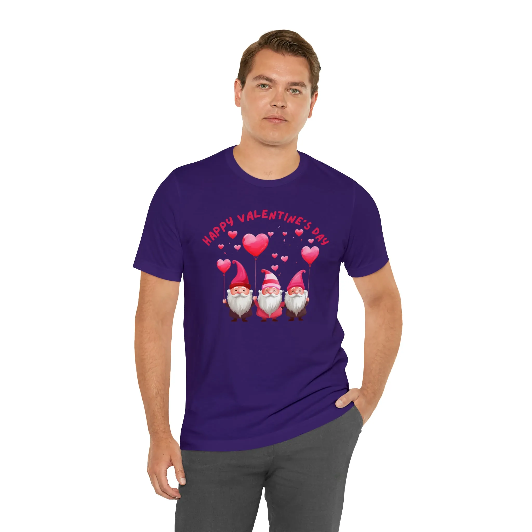 Gnomes Happy Valentine's Day T-Shirt | Sweetheart Love Tee |  Bella Canvas 3001 Unisex |  I Love You Short Sleeve Tshirt