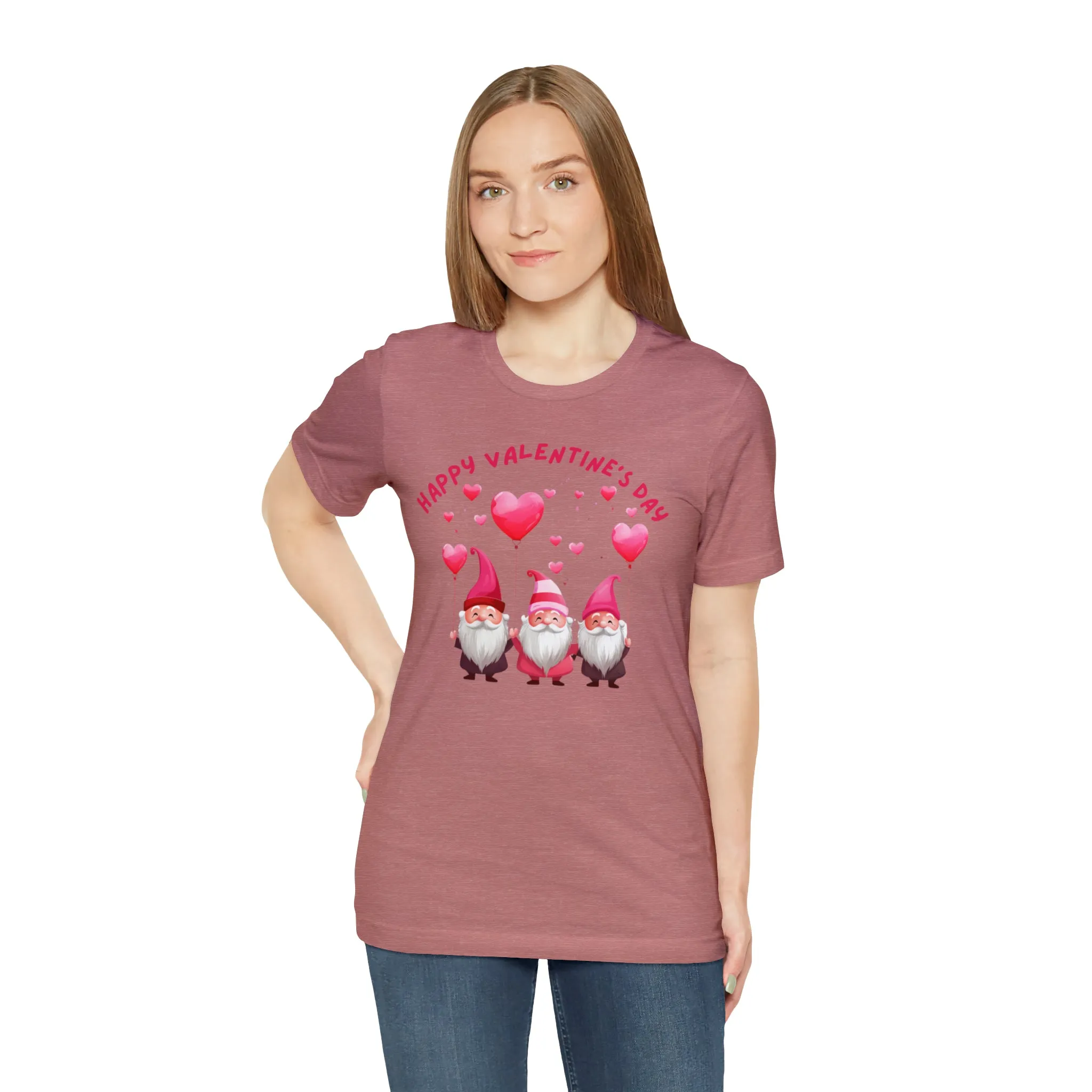 Gnomes Happy Valentine's Day T-Shirt | Sweetheart Love Tee |  Bella Canvas 3001 Unisex |  I Love You Short Sleeve Tshirt