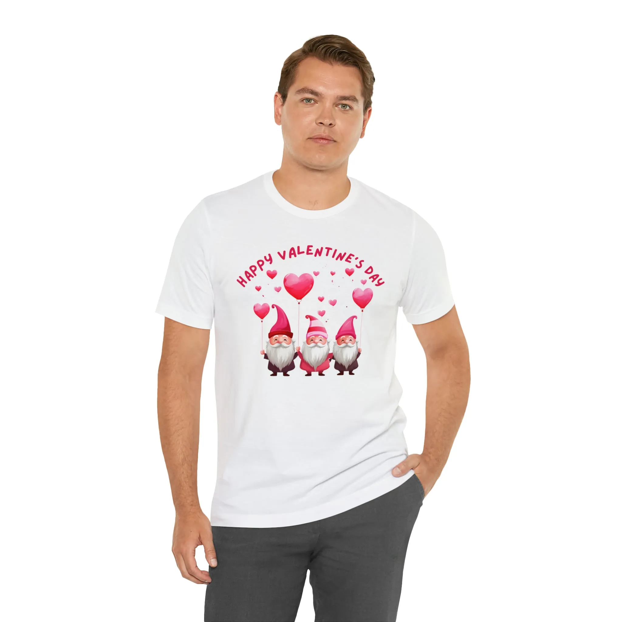 Gnomes Happy Valentine's Day T-Shirt | Sweetheart Love Tee |  Bella Canvas 3001 Unisex |  I Love You Short Sleeve Tshirt