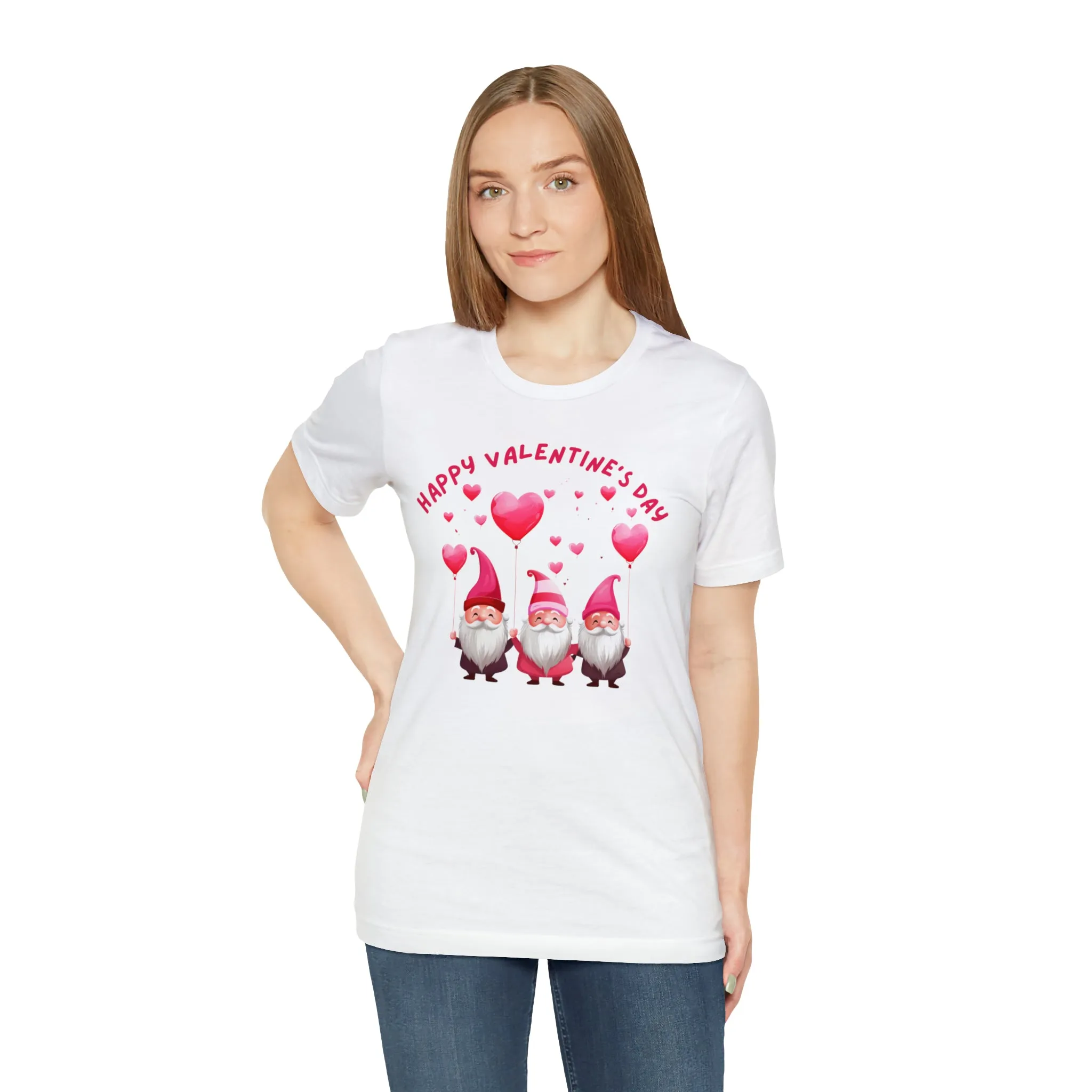 Gnomes Happy Valentine's Day T-Shirt | Sweetheart Love Tee |  Bella Canvas 3001 Unisex |  I Love You Short Sleeve Tshirt
