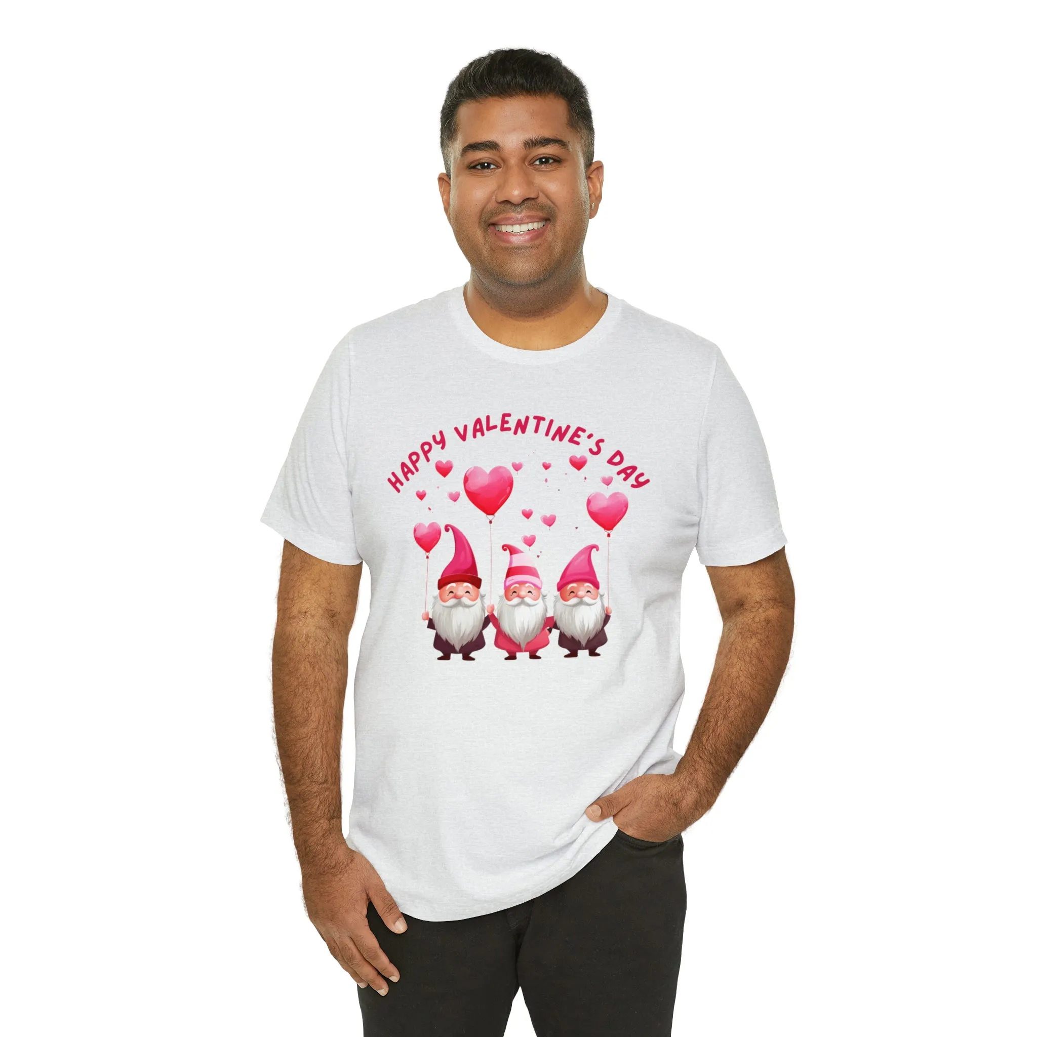 Gnomes Happy Valentine's Day T-Shirt | Sweetheart Love Tee |  Bella Canvas 3001 Unisex |  I Love You Short Sleeve Tshirt