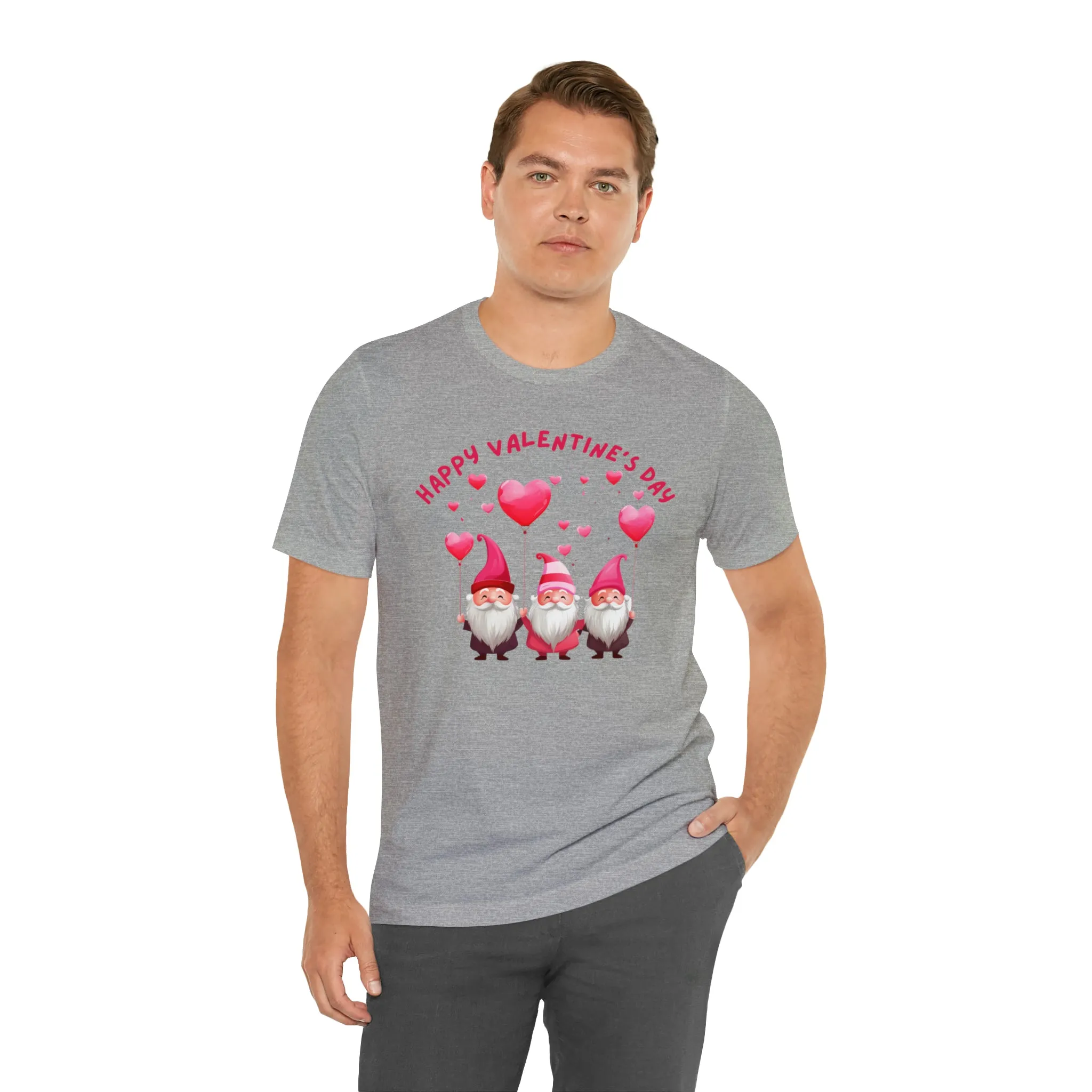 Gnomes Happy Valentine's Day T-Shirt | Sweetheart Love Tee |  Bella Canvas 3001 Unisex |  I Love You Short Sleeve Tshirt