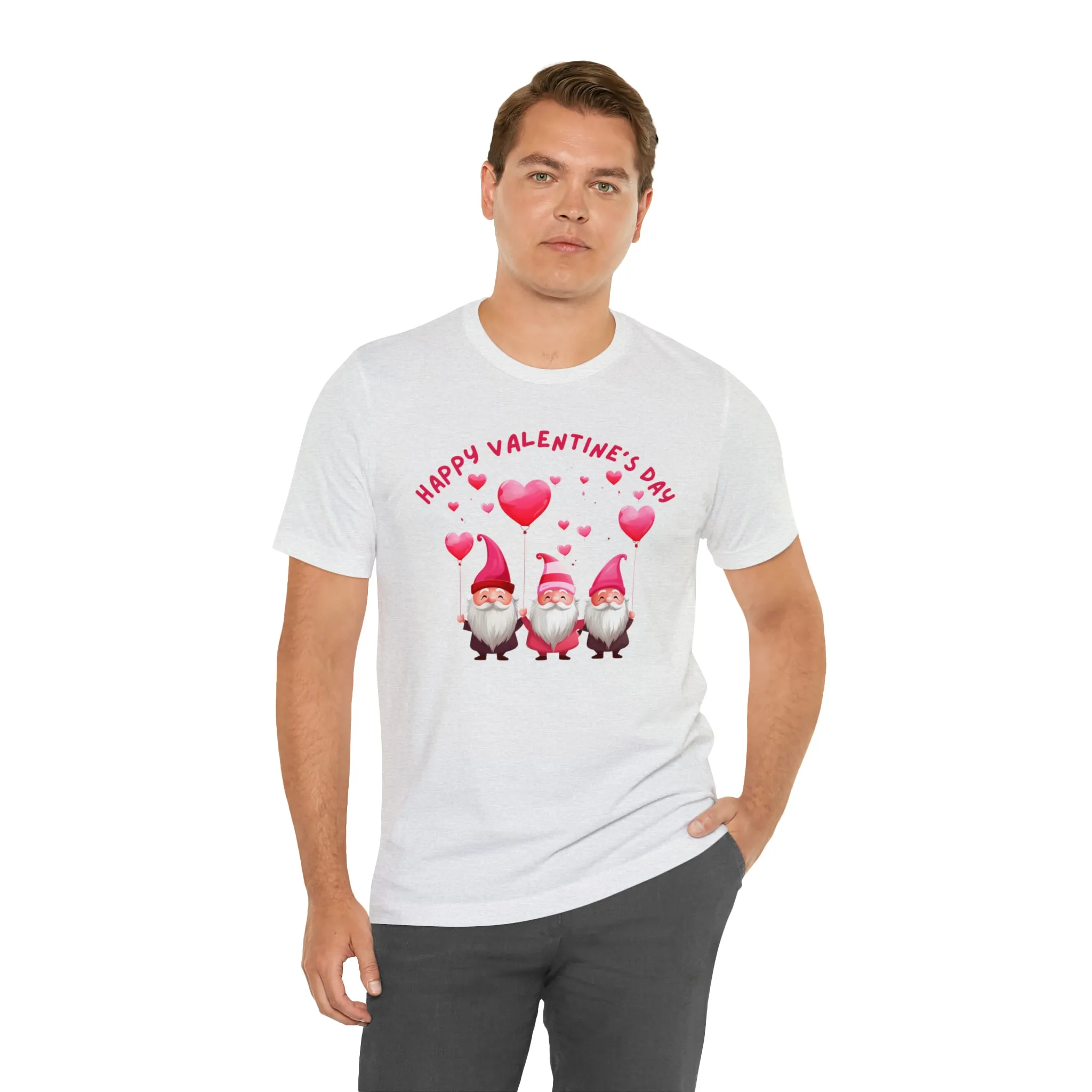 Gnomes Happy Valentine's Day T-Shirt | Sweetheart Love Tee |  Bella Canvas 3001 Unisex |  I Love You Short Sleeve Tshirt