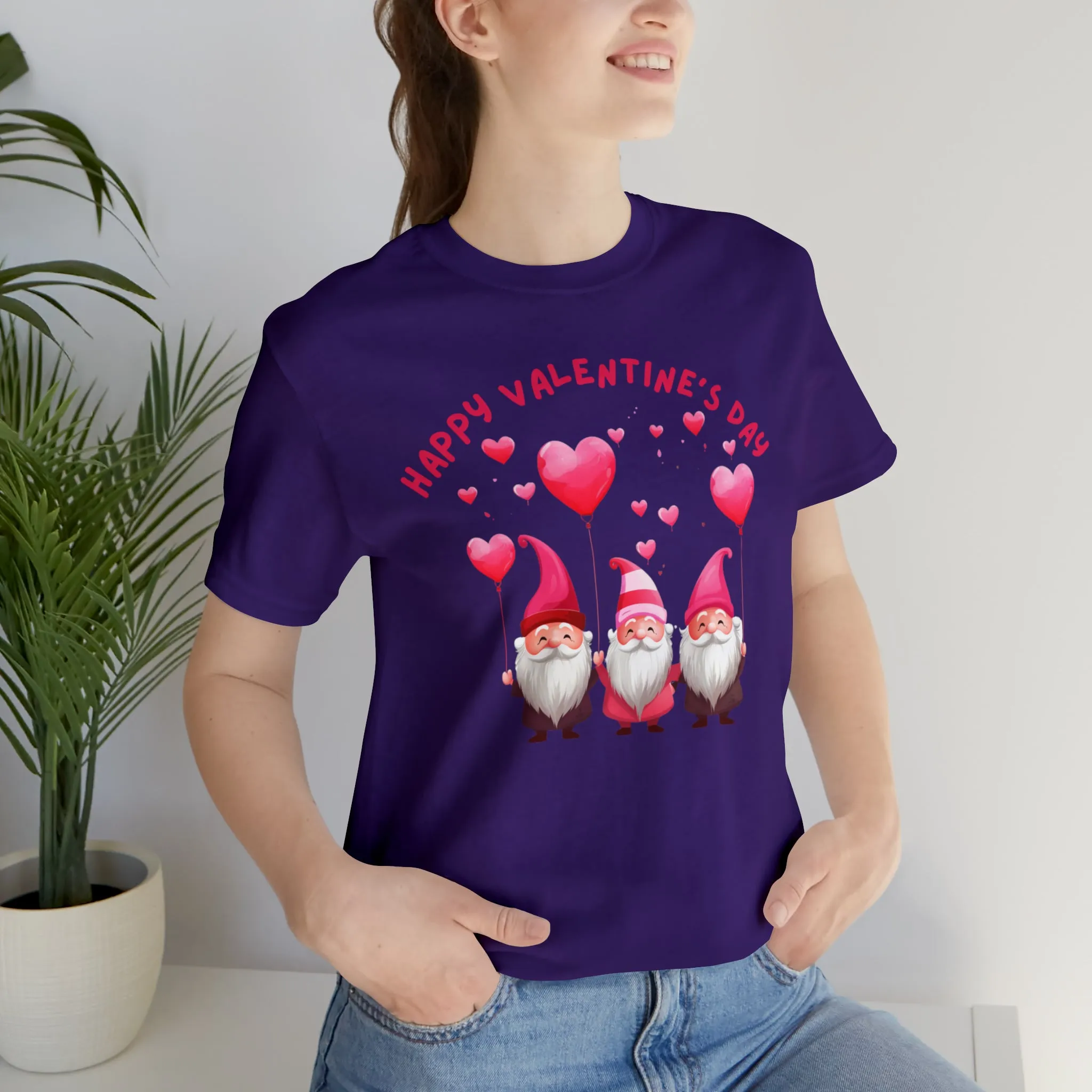 Gnomes Happy Valentine's Day T-Shirt | Sweetheart Love Tee |  Bella Canvas 3001 Unisex |  I Love You Short Sleeve Tshirt