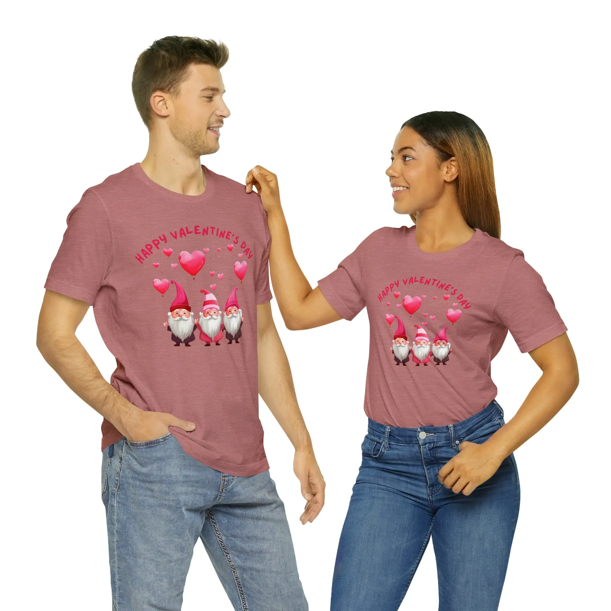 Gnomes Happy Valentine's Day T-Shirt | Sweetheart Love Tee |  Bella Canvas 3001 Unisex |  I Love You Short Sleeve Tshirt