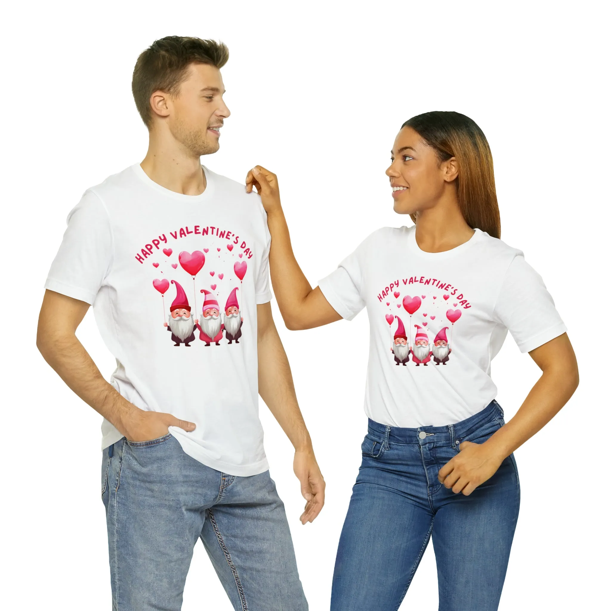 Gnomes Happy Valentine's Day T-Shirt | Sweetheart Love Tee |  Bella Canvas 3001 Unisex |  I Love You Short Sleeve Tshirt