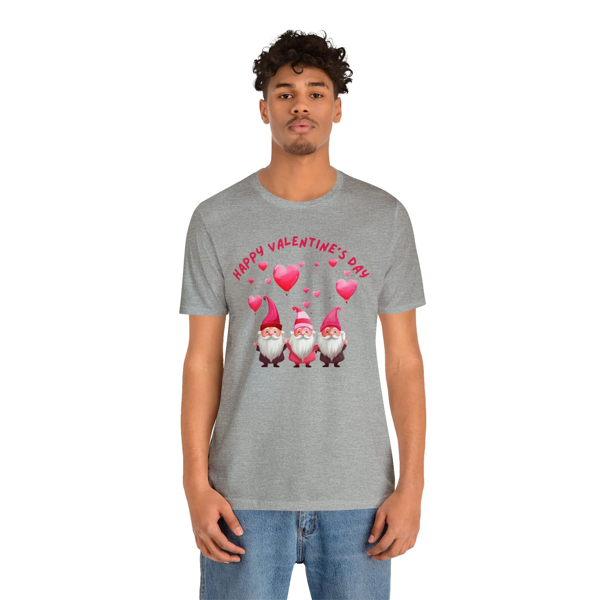 Gnomes Happy Valentine's Day T-Shirt | Sweetheart Love Tee |  Bella Canvas 3001 Unisex |  I Love You Short Sleeve Tshirt