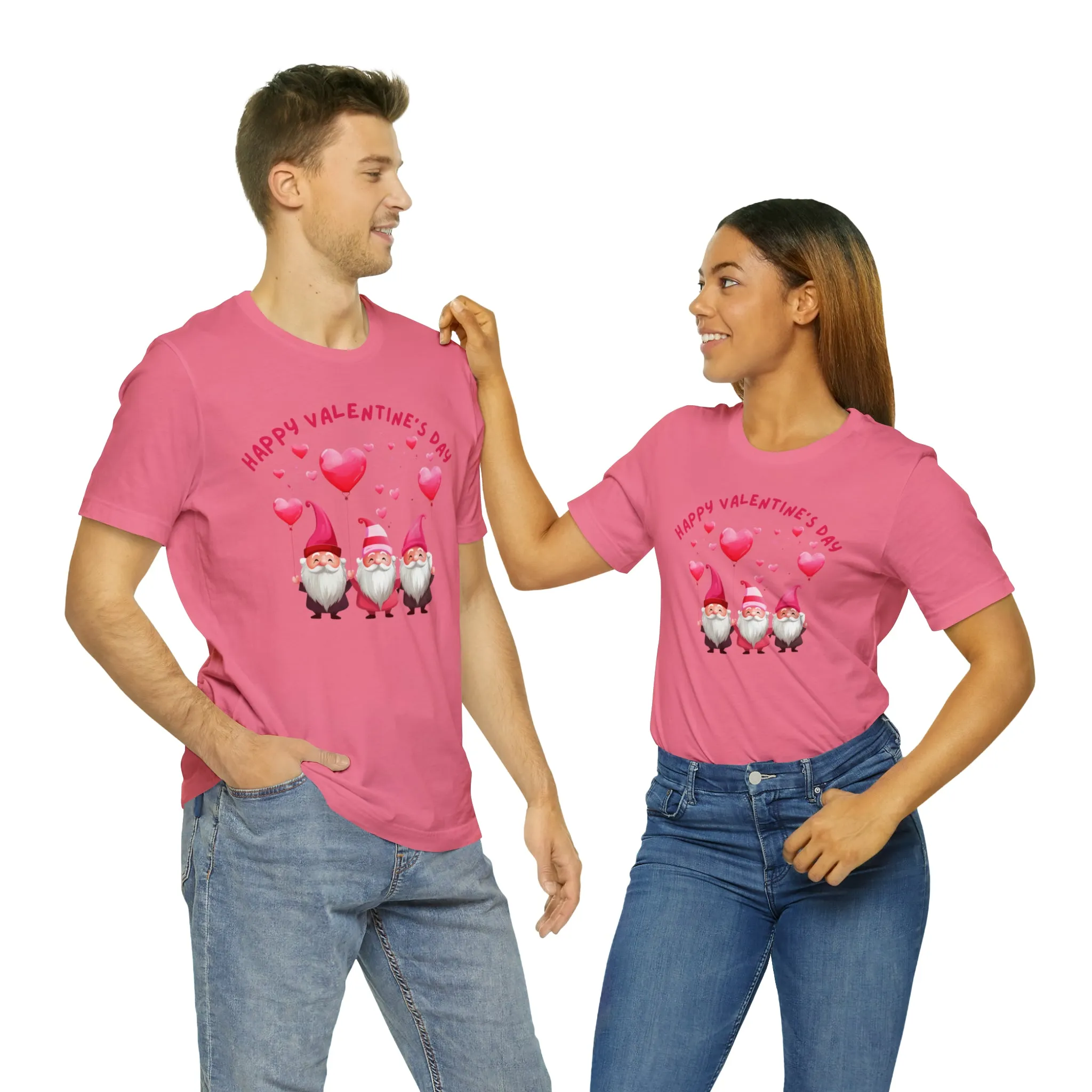 Gnomes Happy Valentine's Day T-Shirt | Sweetheart Love Tee |  Bella Canvas 3001 Unisex |  I Love You Short Sleeve Tshirt