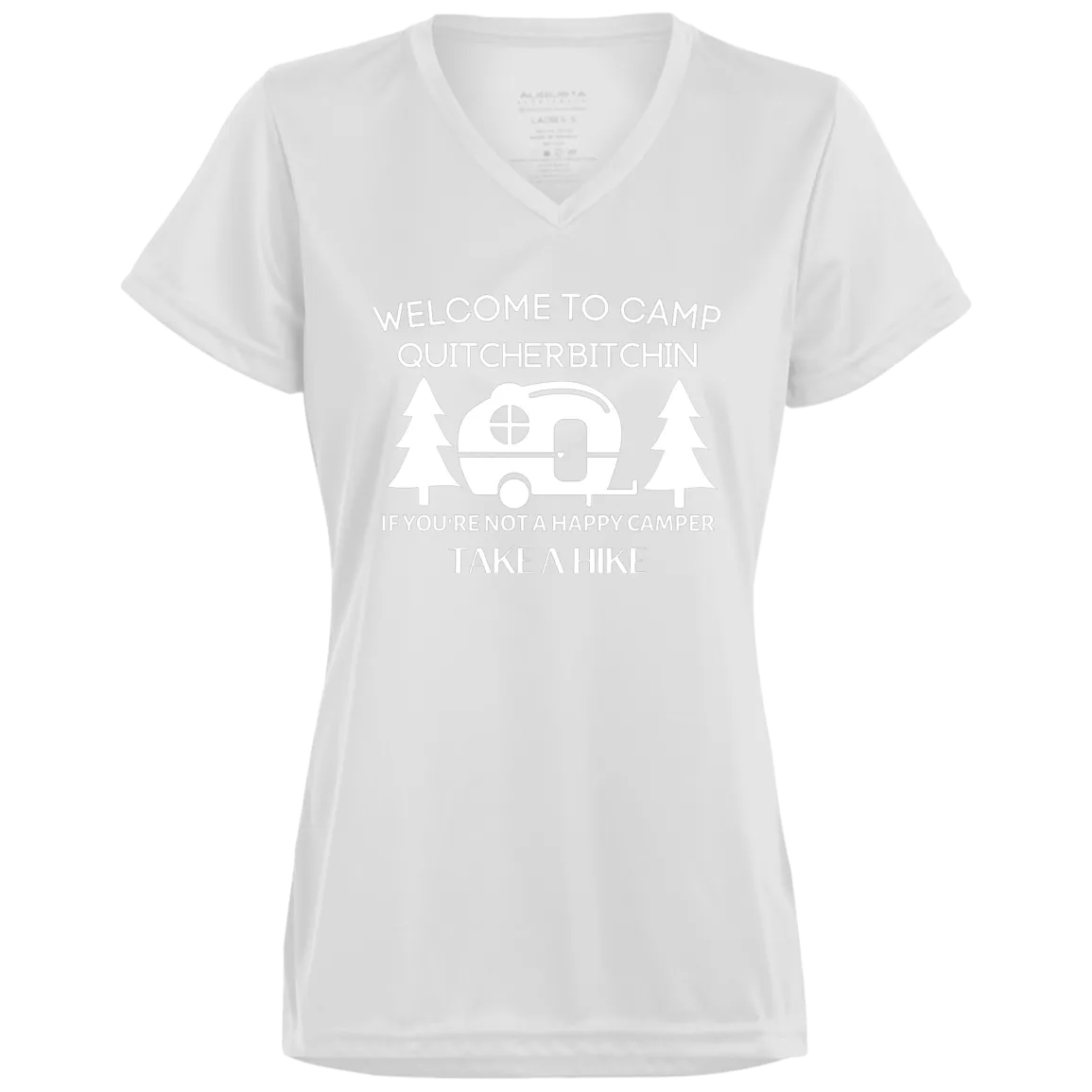 Happy Camper  Ladies’ Moisture-Wicking V-Neck Tee