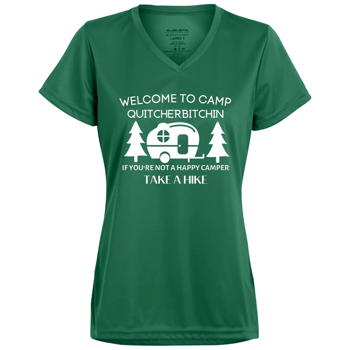 Happy Camper  Ladies’ Moisture-Wicking V-Neck Tee