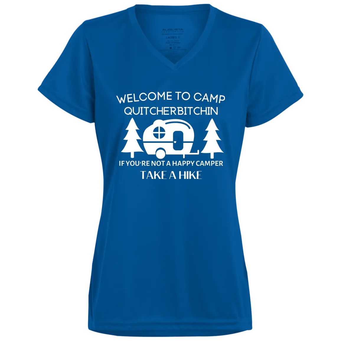 Happy Camper  Ladies’ Moisture-Wicking V-Neck Tee